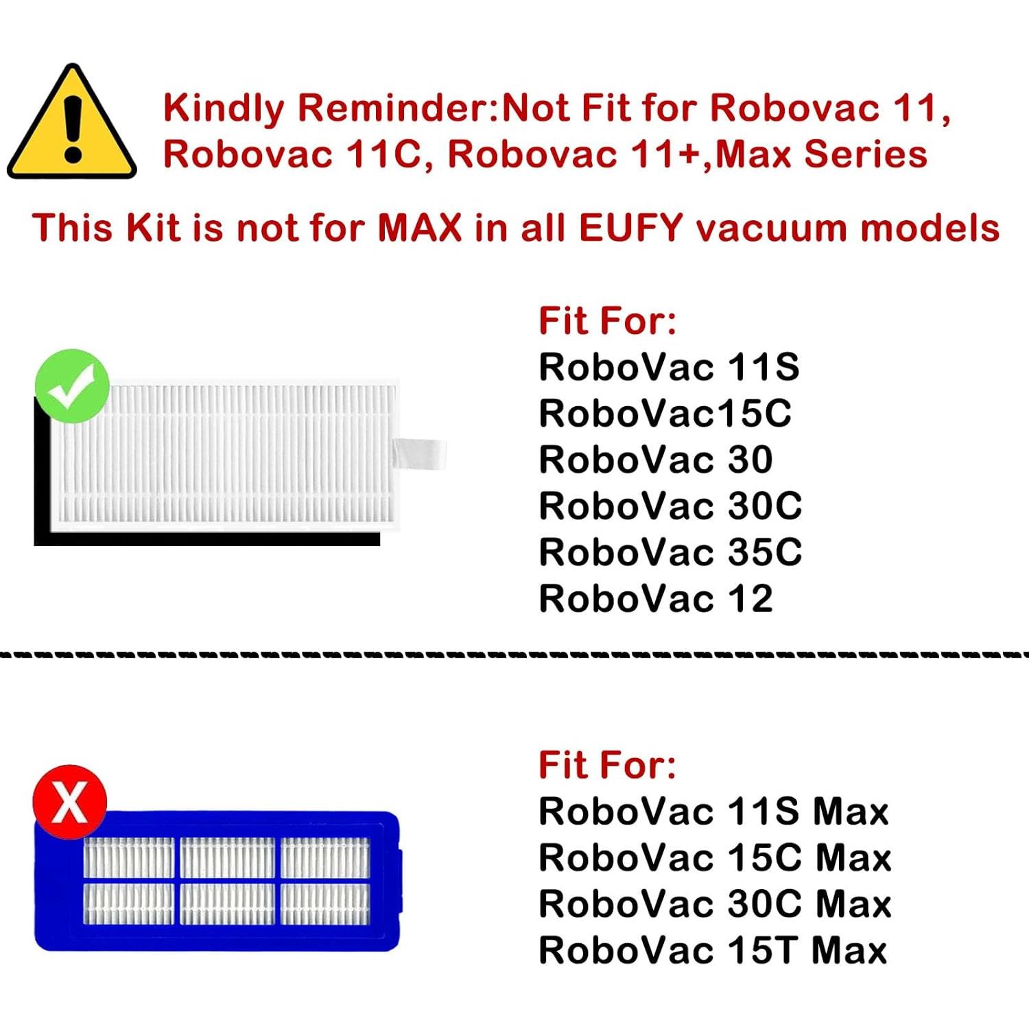 Kit de Repuestos eufy RoboVac 11S, 12, 15T, 15C, 25C, 30, 30C, 35C - 11 Piezas