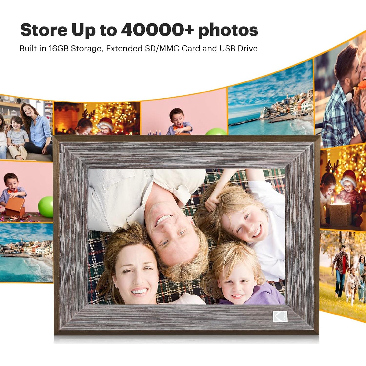 Marco de Fotos Digital KODAK 8" WiFi HD 1024x768 16GB Madera Gris