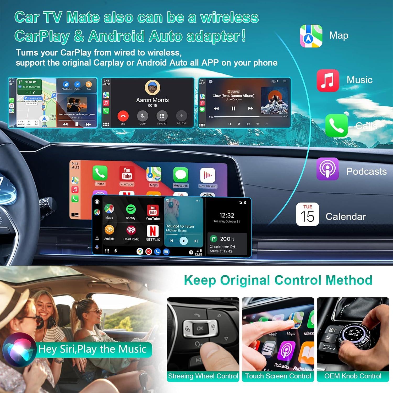 Adaptador Car TV Mate Max HDMI 3 en 1 CarPlay Android Auto