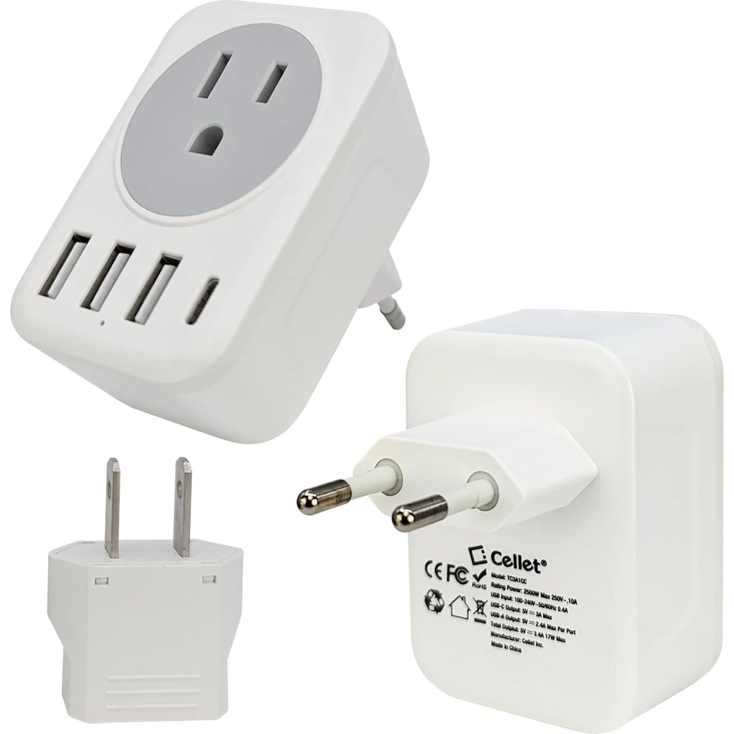 Adaptador de Enchufe de Viaje Cellet TIPO-C 5 en 1 USB