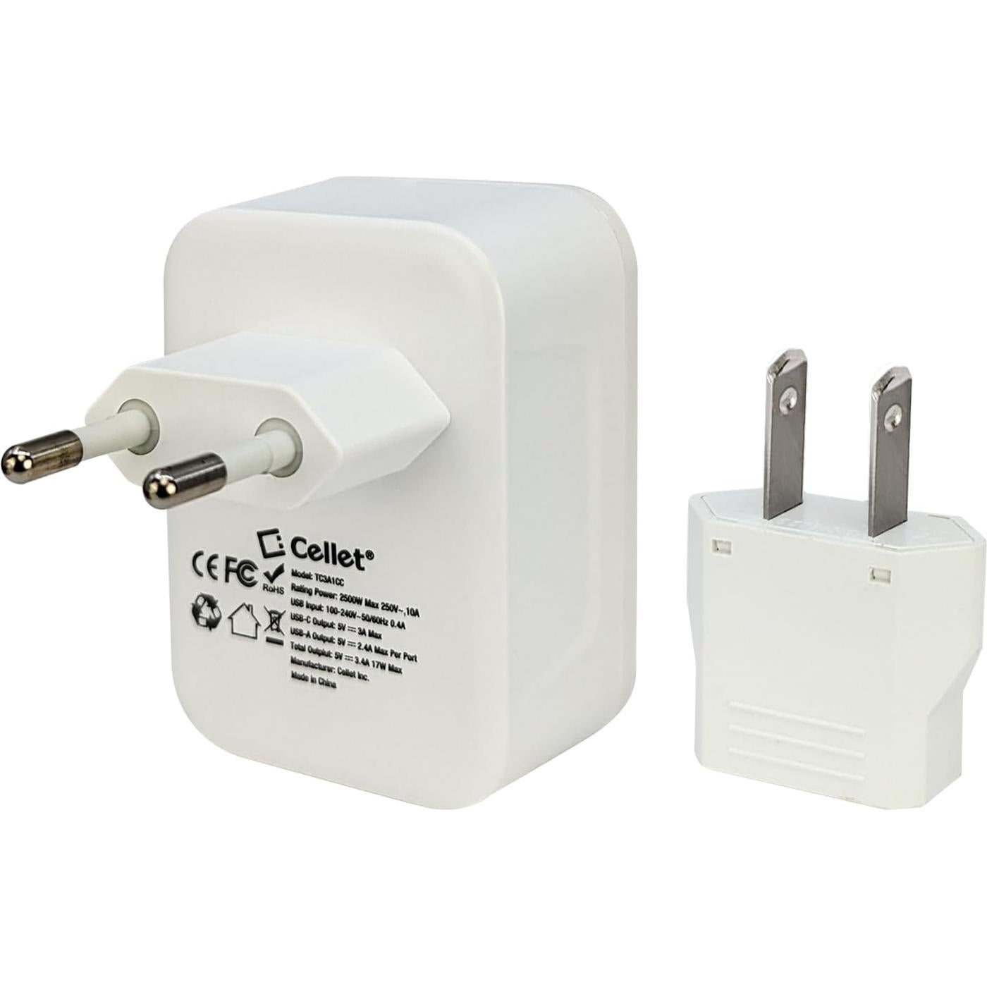 Adaptador de Enchufe de Viaje Cellet TIPO-C 5 en 1 USB