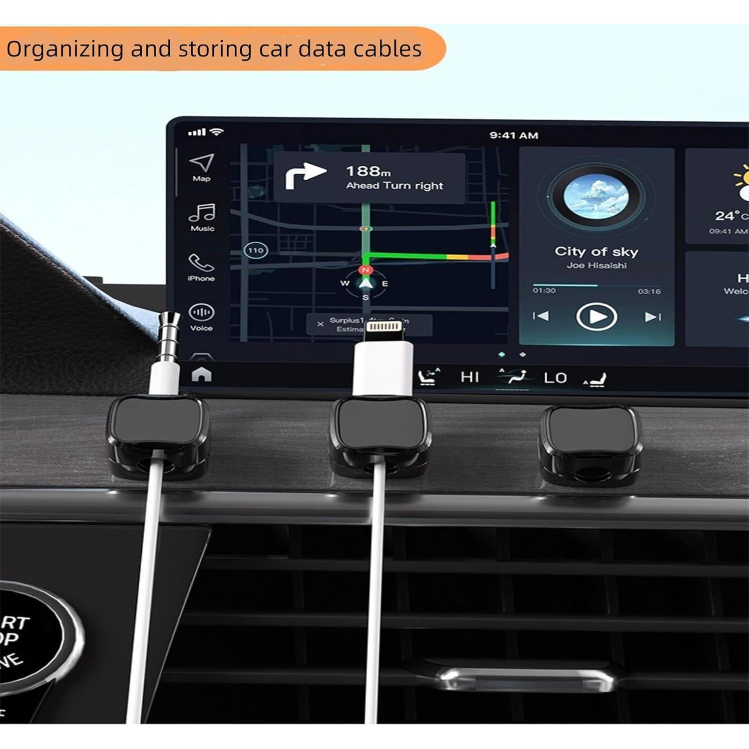 Paquete de 10 Clips Adhesivos Organizadores de Cables Negro