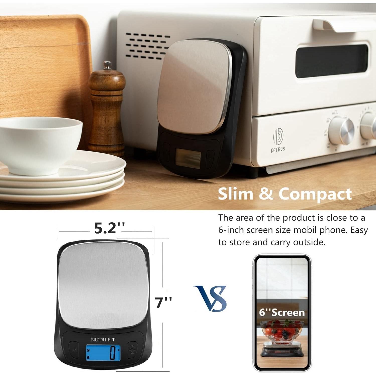 Balanza de Cocina Digital NUTRI FIT Ultra Slim 5kg Acero Inoxidable