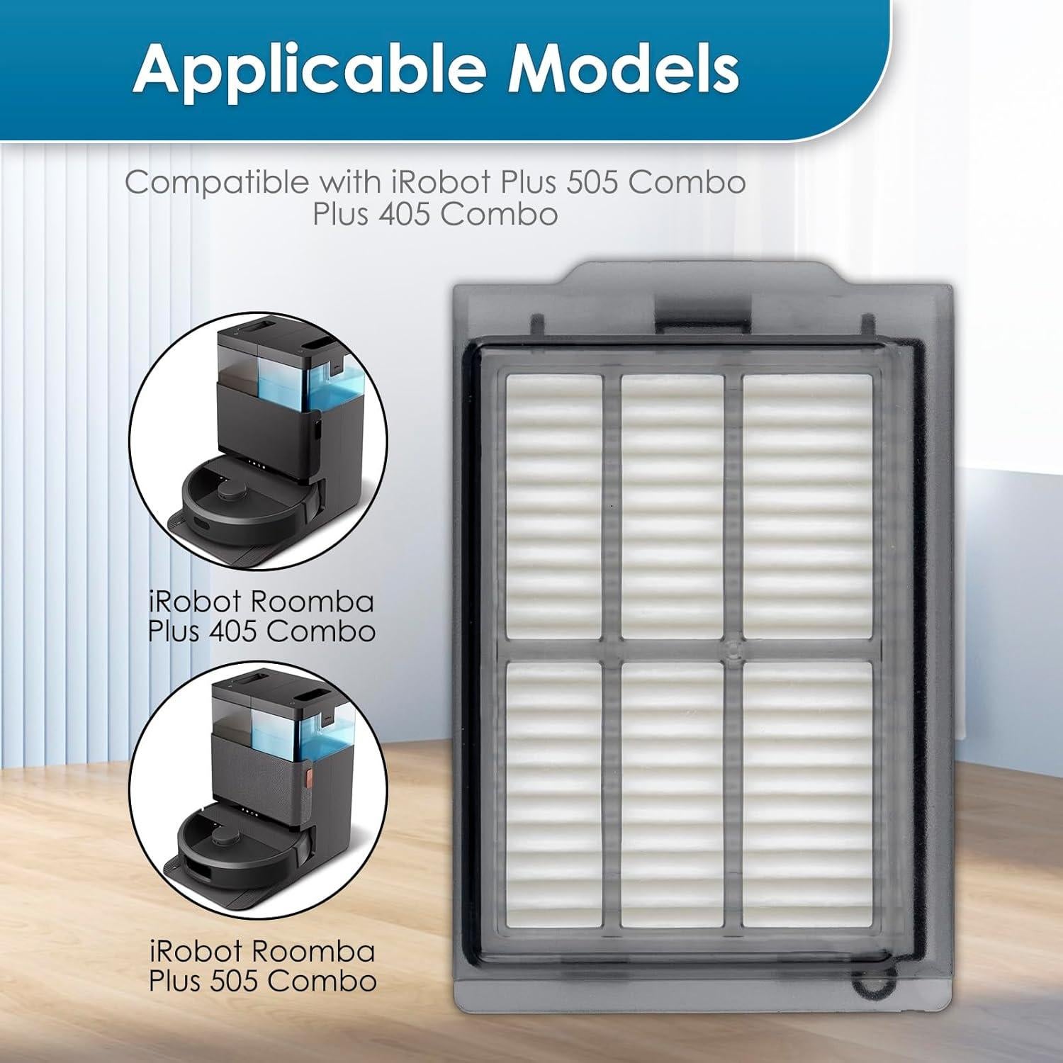 Filtros HEPA de Reemplazo KEYKAO para iRobot Plus 505 Combo - 3 Piezas