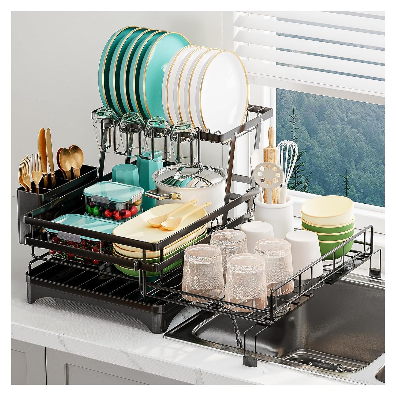 Escurridor de Platos 2 Niveles HANLE Acero Inoxidable Negro