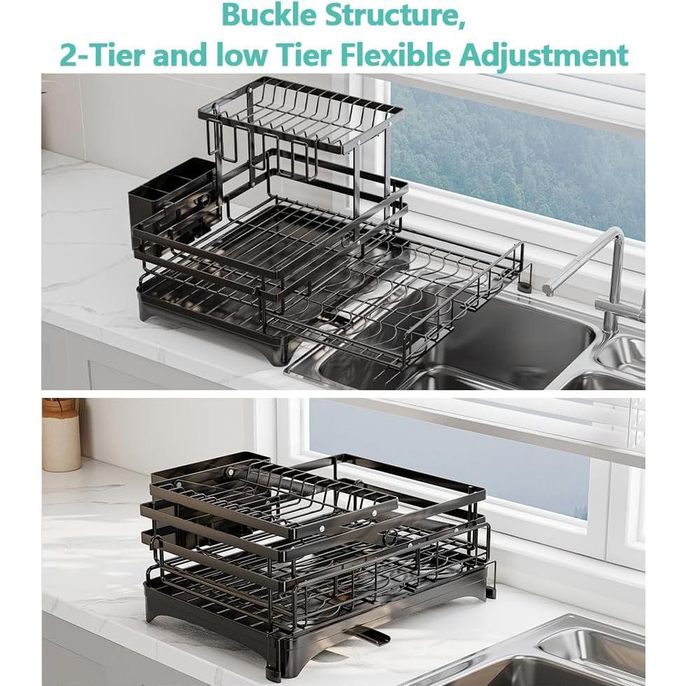 Escurridor de Platos 2 Niveles HANLE Acero Inoxidable Negro