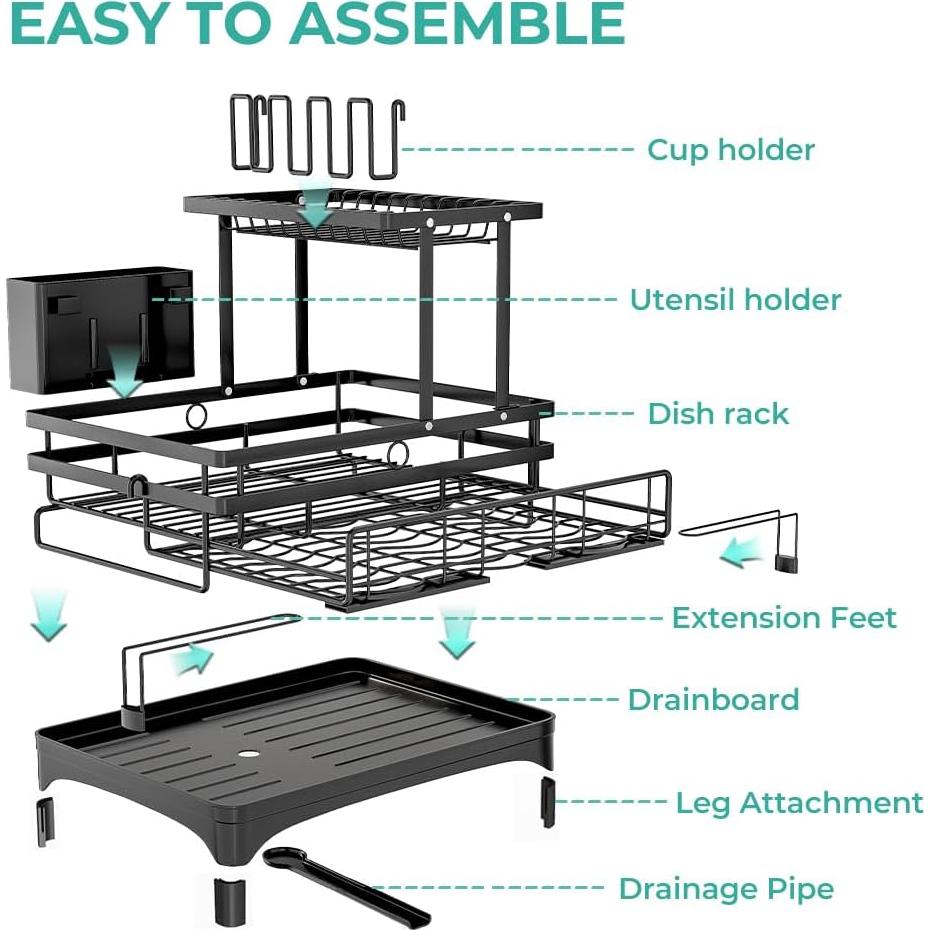 Escurridor de Platos 2 Niveles HANLE Acero Inoxidable Negro