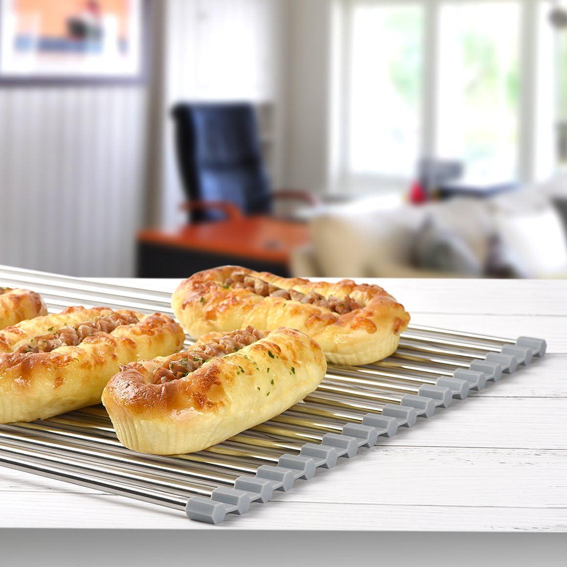 Escurridor de Platos Plegable Hhyn 45x35cm Acero Inoxidable Gris