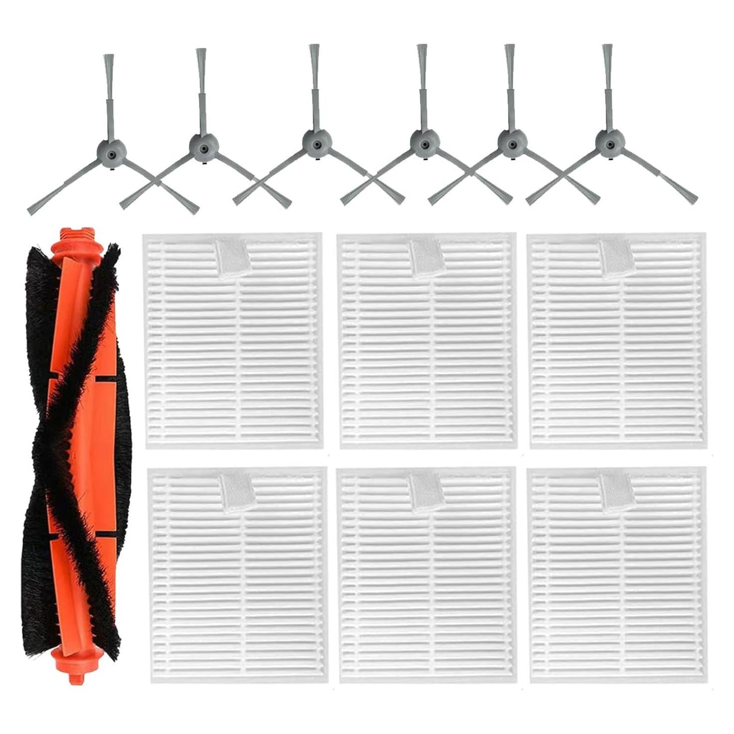 Kit de Repuesto para Aspiradora Lubluelu L20 / Honiture V8 Pro - 1 Cepillo Rodante, 6 Laterales, 6 Filtros HEPA