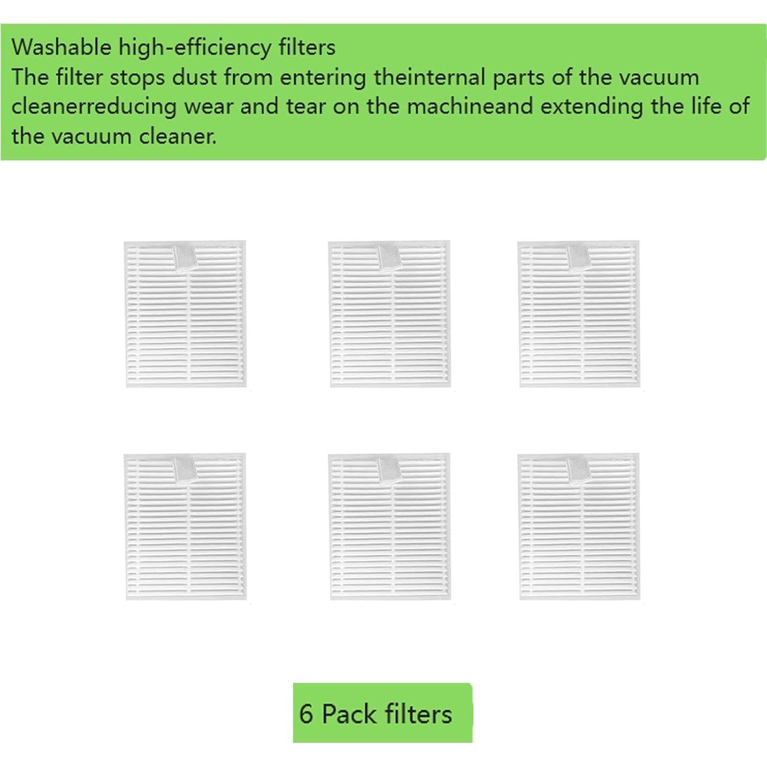 Kit de Repuesto para Aspiradora Lubluelu L20 / Honiture V8 Pro - 1 Cepillo Rodante, 6 Laterales, 6 Filtros HEPA