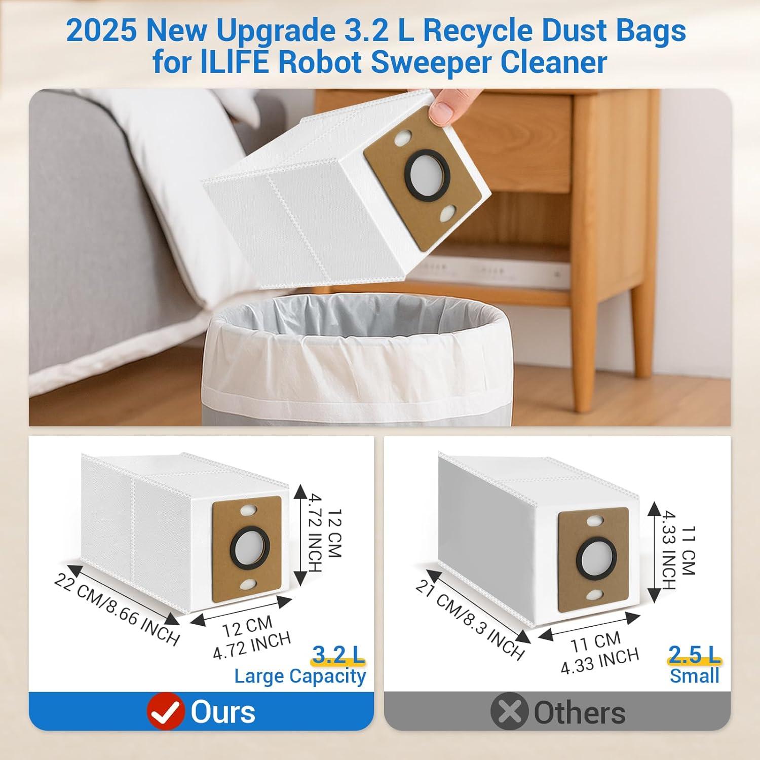 14 Bolsas de Polvo Bluevisk para Aspiradora ILIFE A12 Pro/V9 Pro