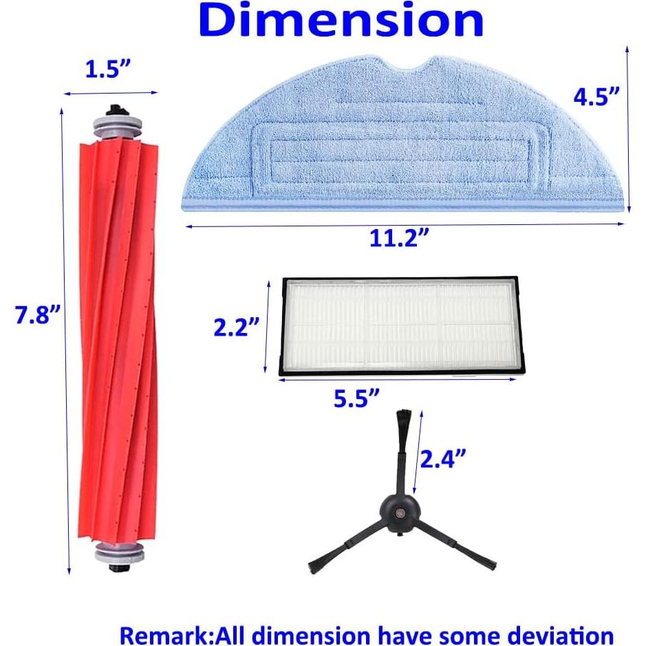 Repuestos Ugardo para Aspiradora Roborock S7 - 2 Cepillos, 2 Paños, 2 Filtros