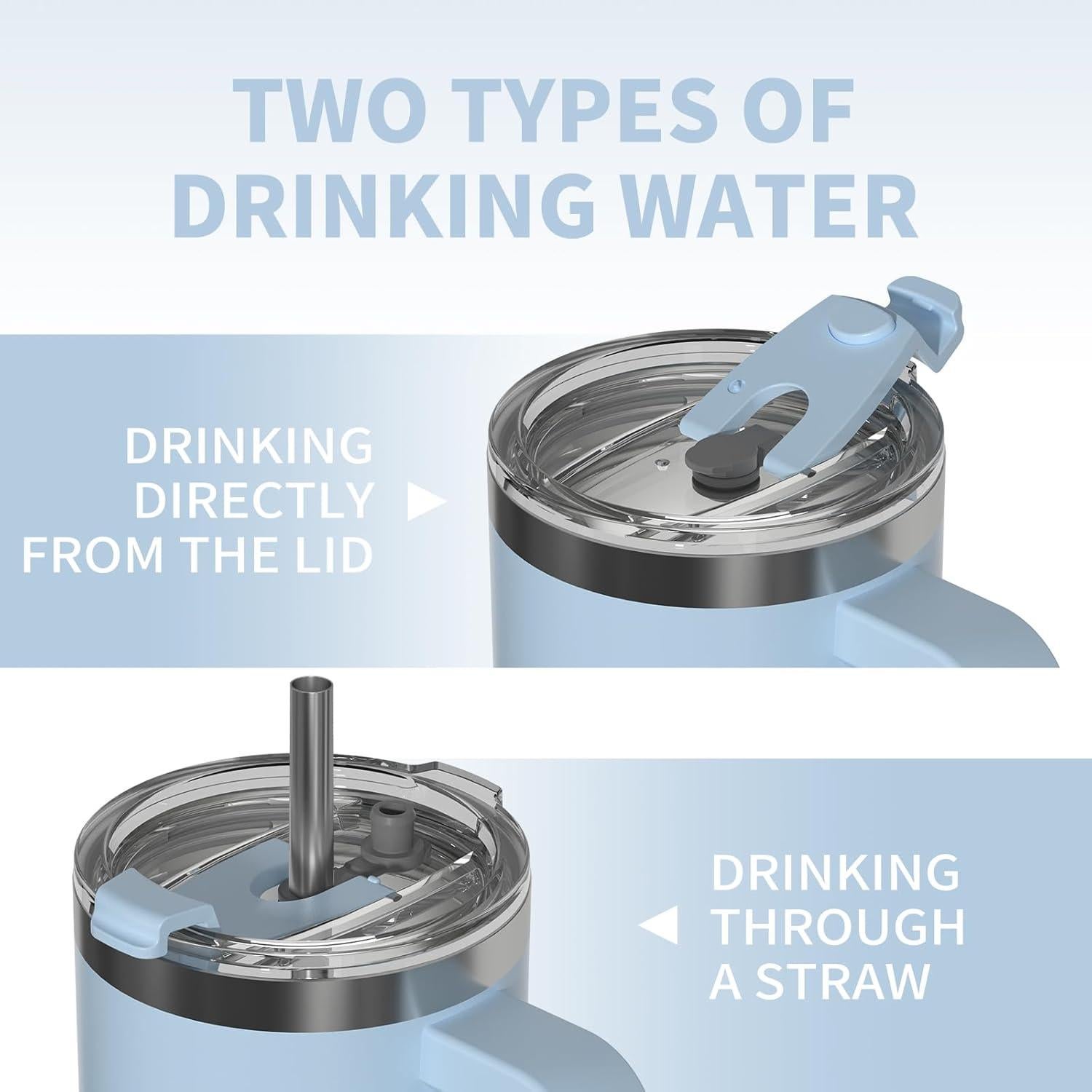 Taza de viaje WATERSY 20 oz acero inoxidable azul aislada