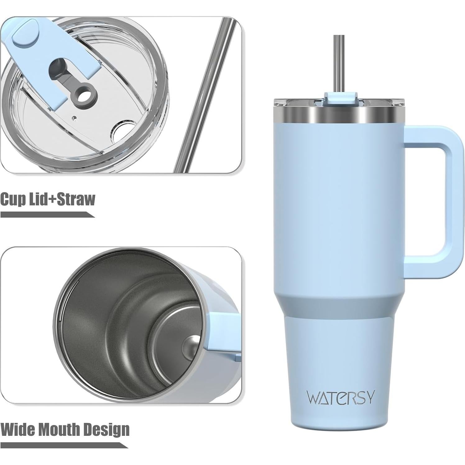 Taza de viaje WATERSY 20 oz acero inoxidable azul aislada