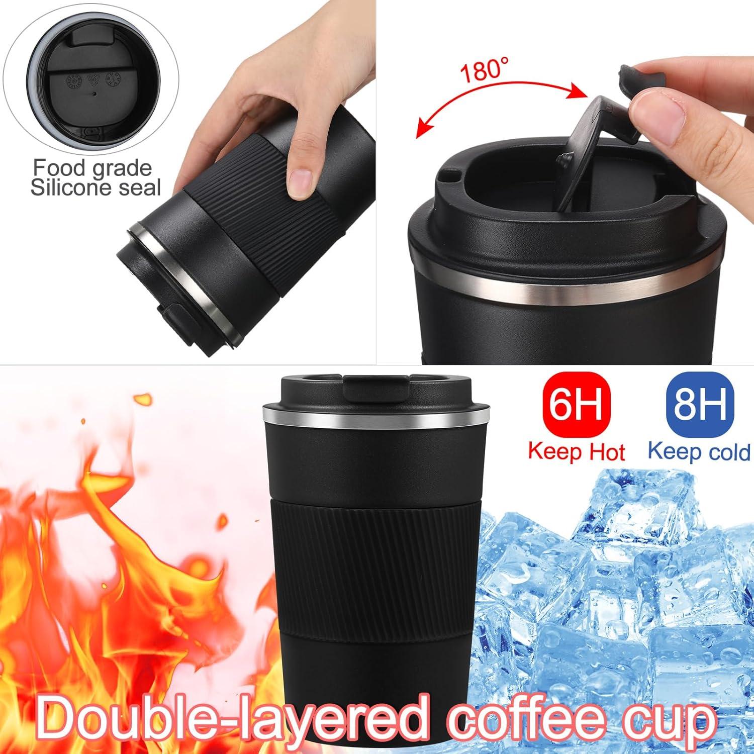 Taza de Café de Viaje Foaincore 6 Pcs 380 ml Acero Inoxidable