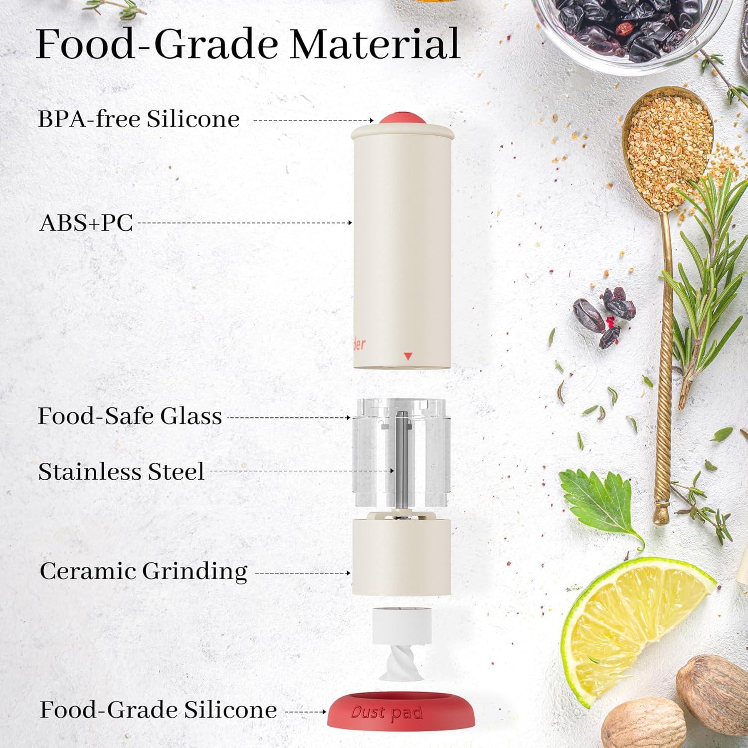 Juego de Molinillos Eléctricos de Sal y Pimienta DGINGEFATY Beige