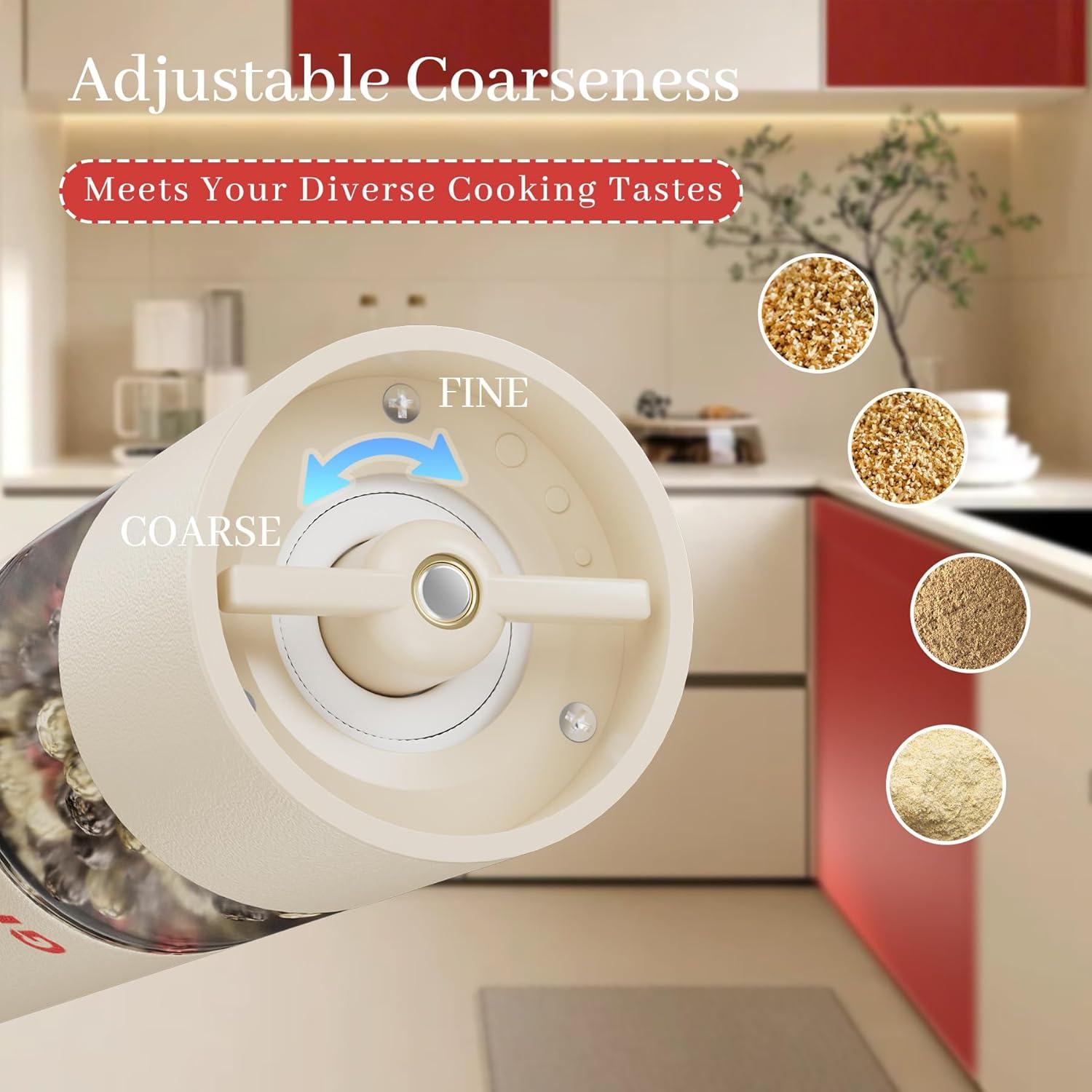 Juego de Molinillos Eléctricos de Sal y Pimienta DGINGEFATY Beige