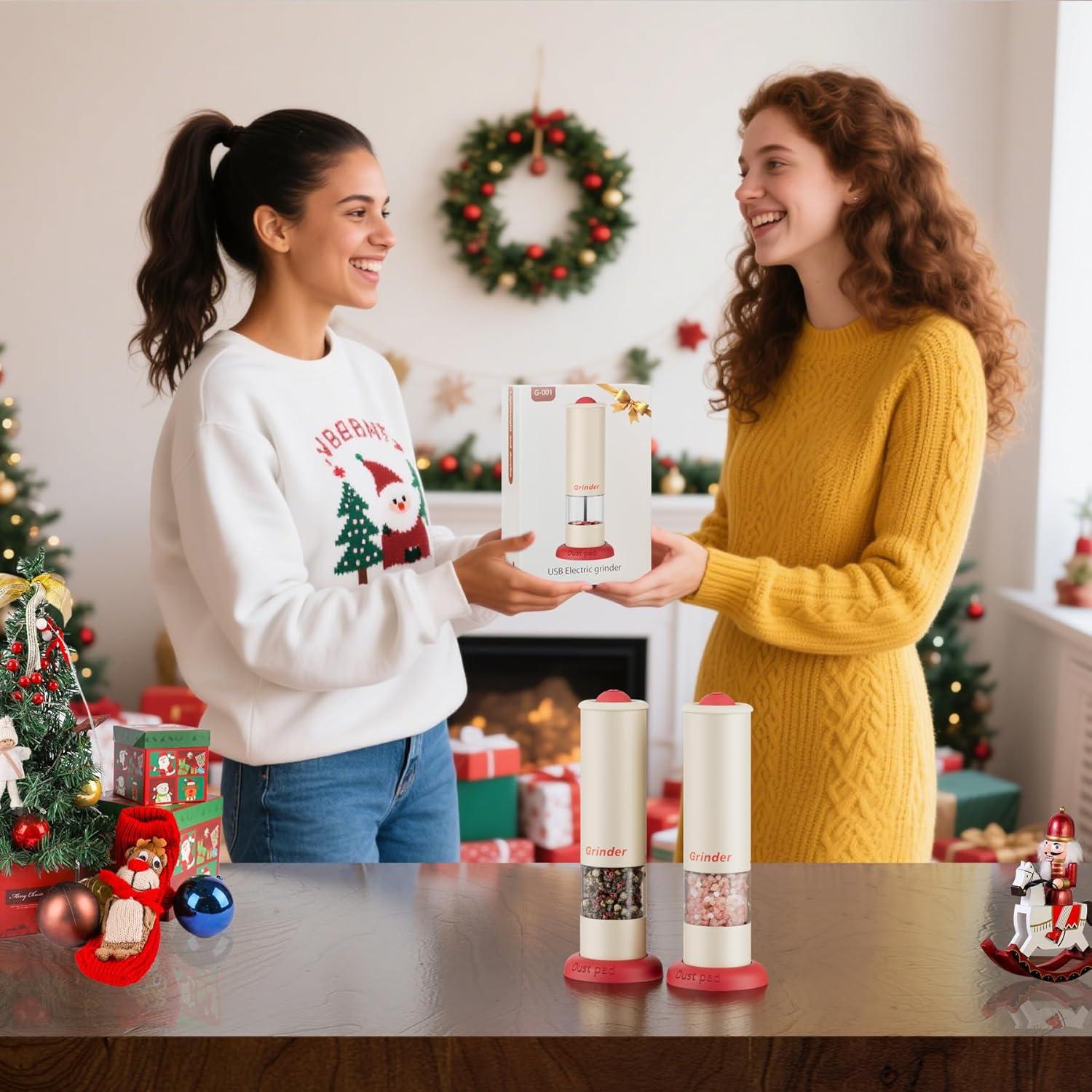 Juego de Molinillos Eléctricos de Sal y Pimienta DGINGEFATY Beige