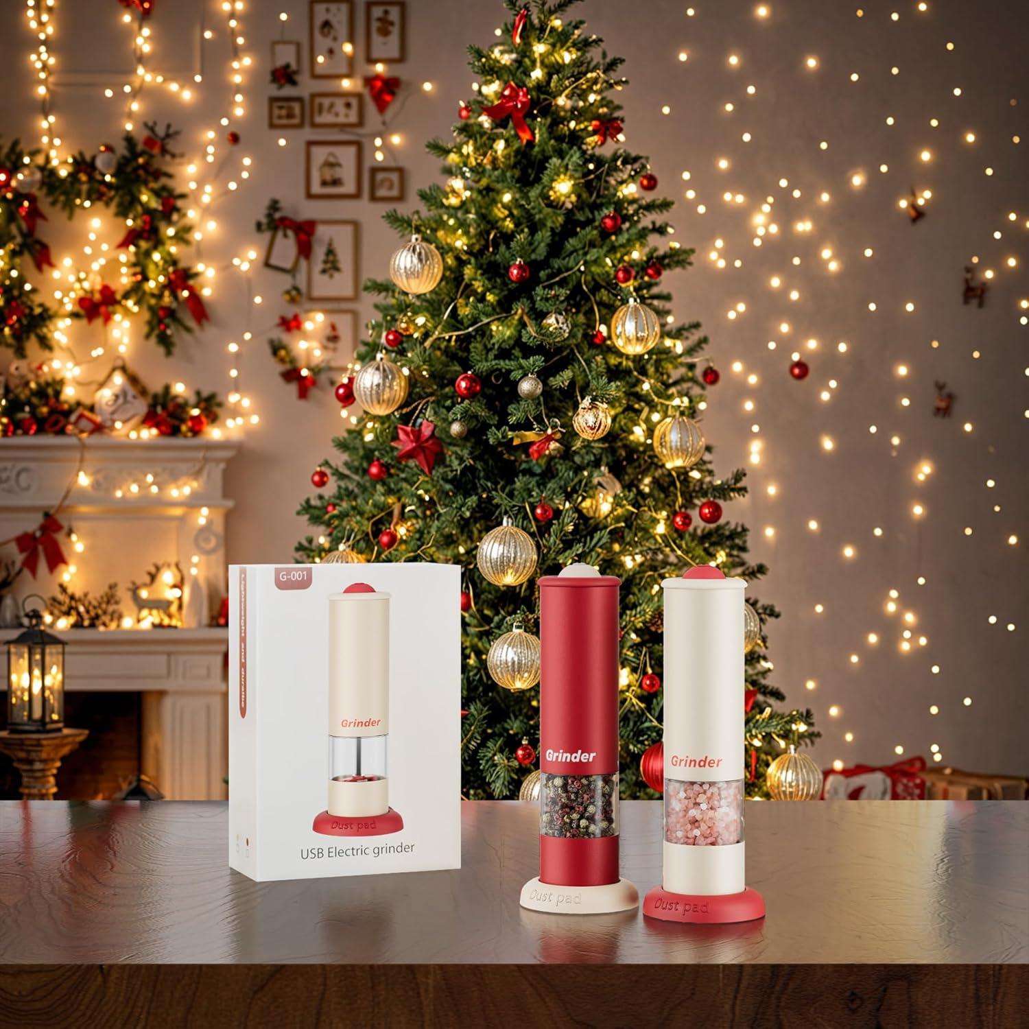 Juego de Molinillos Eléctricos de Sal y Pimienta DGINGEFATY Beige