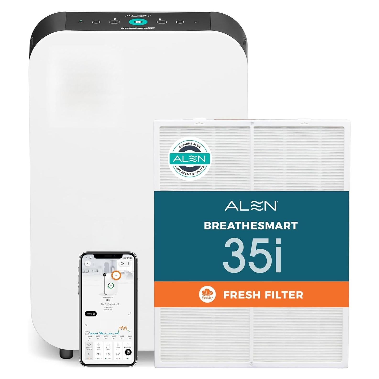 Purificador de Aire Alen BreatheSmart 35i HEPA 93 m² Blanco