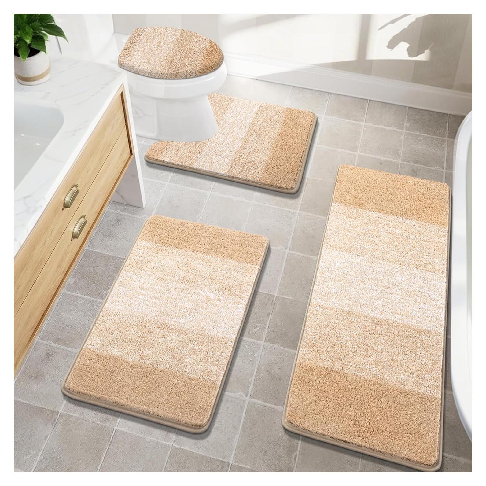 Conjunto de Alfombrillas de Baño Bsmathom 4 Piezas Antideslizante