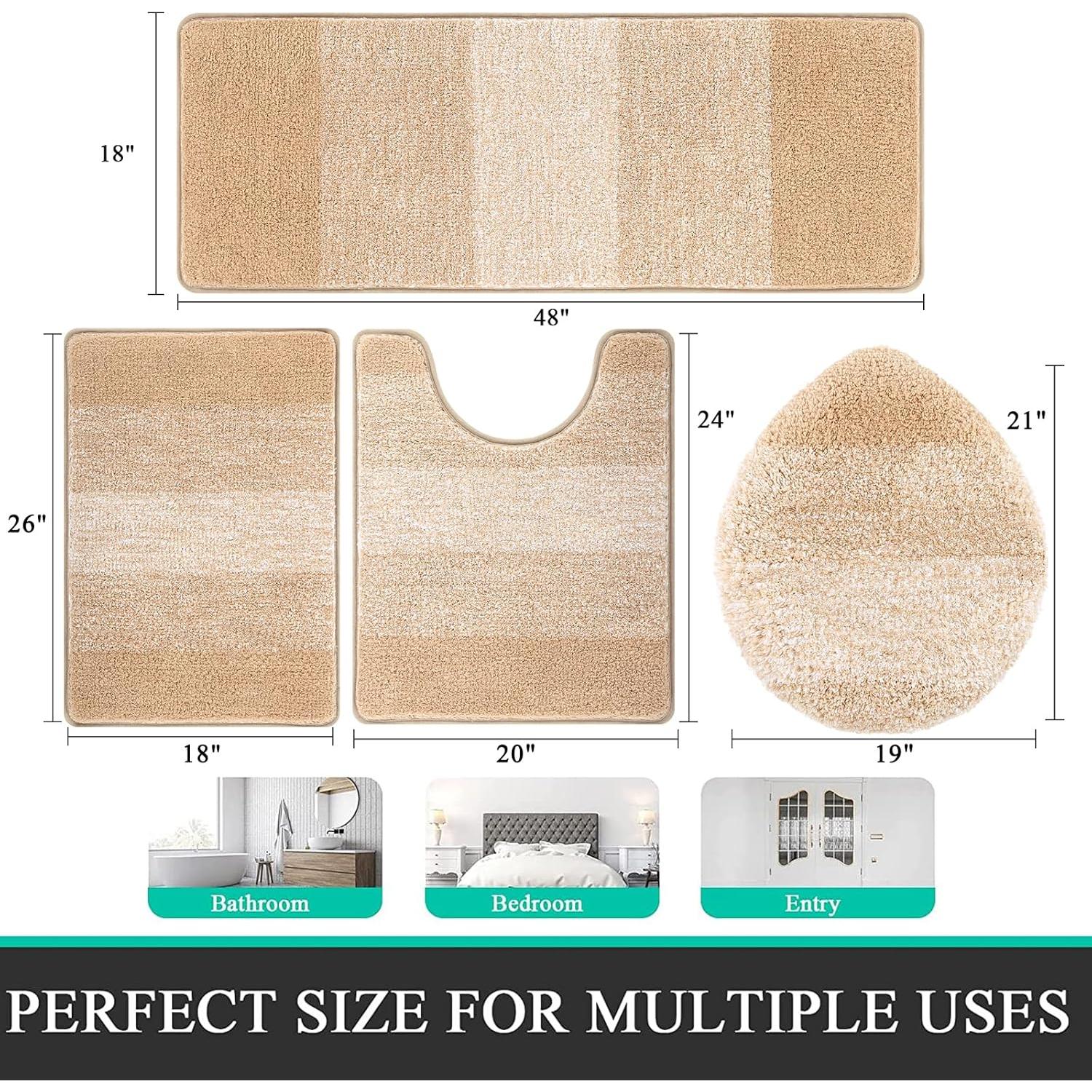 Conjunto de Alfombrillas de Baño Bsmathom 4 Piezas Antideslizante