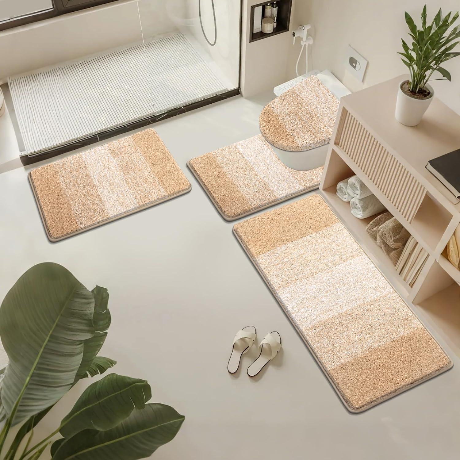 Conjunto de Alfombrillas de Baño Bsmathom 4 Piezas Antideslizante