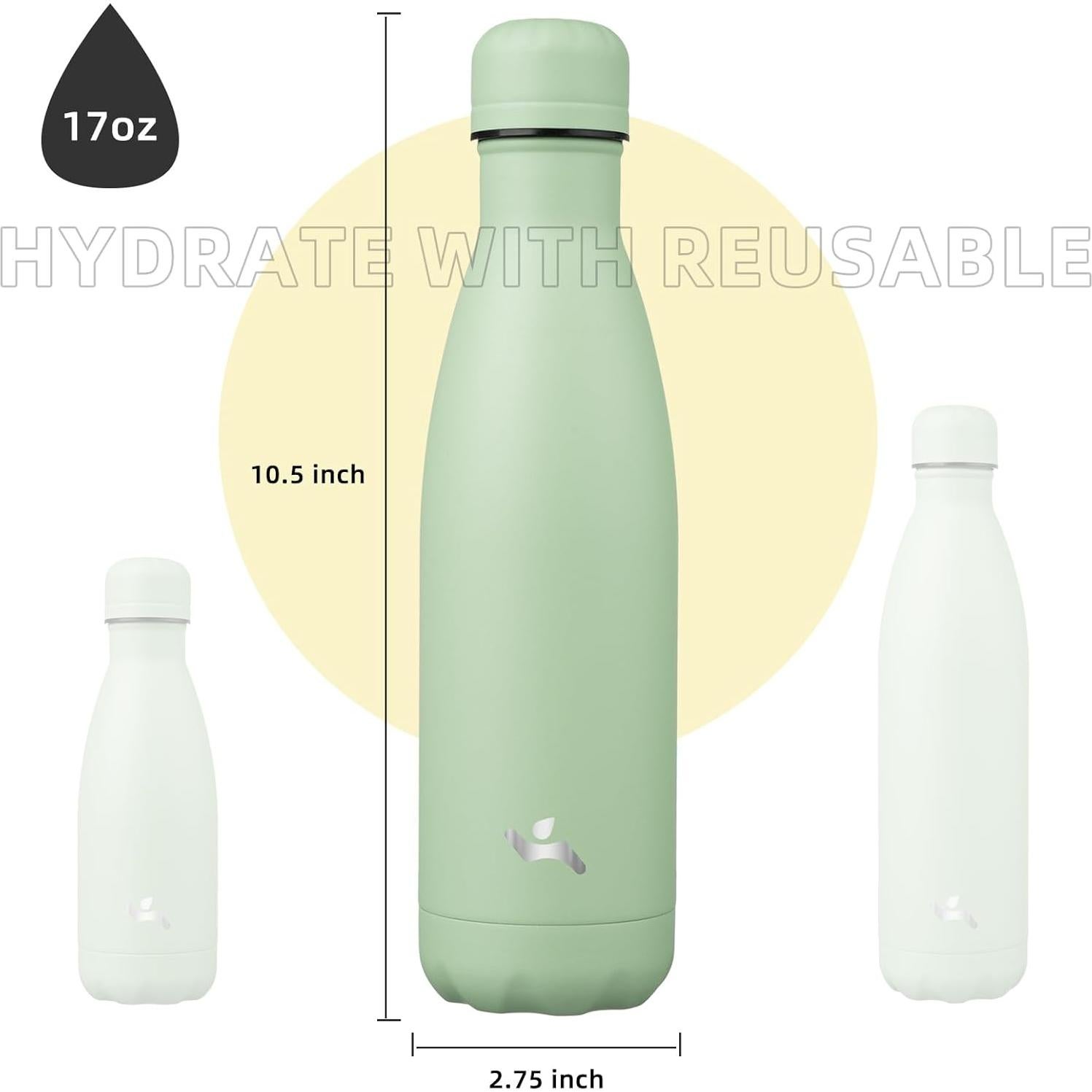 Botella de Agua Aislada Konokyo 500 ml Doble Pared Verde