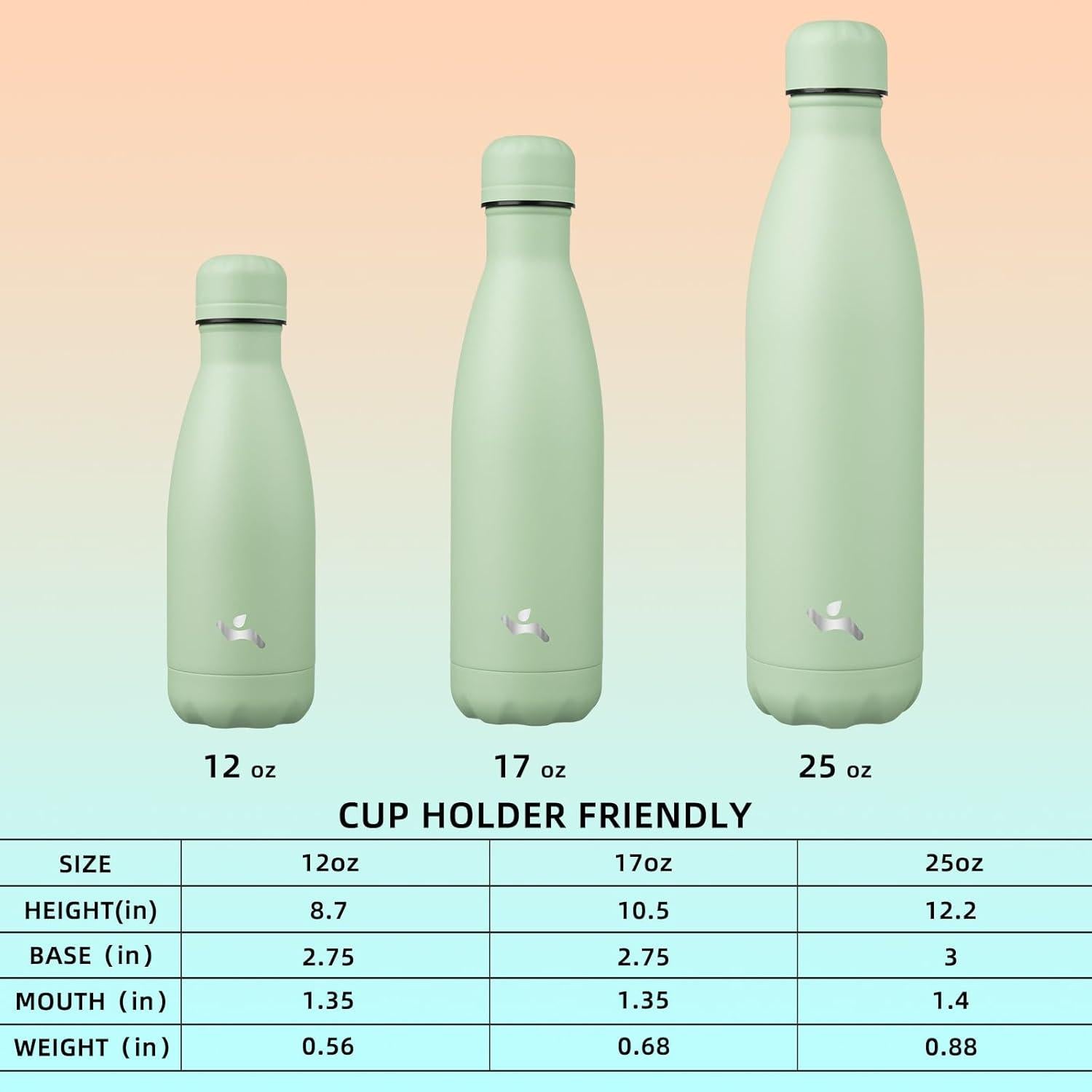 Botella de Agua Aislada Konokyo 500 ml Doble Pared Verde