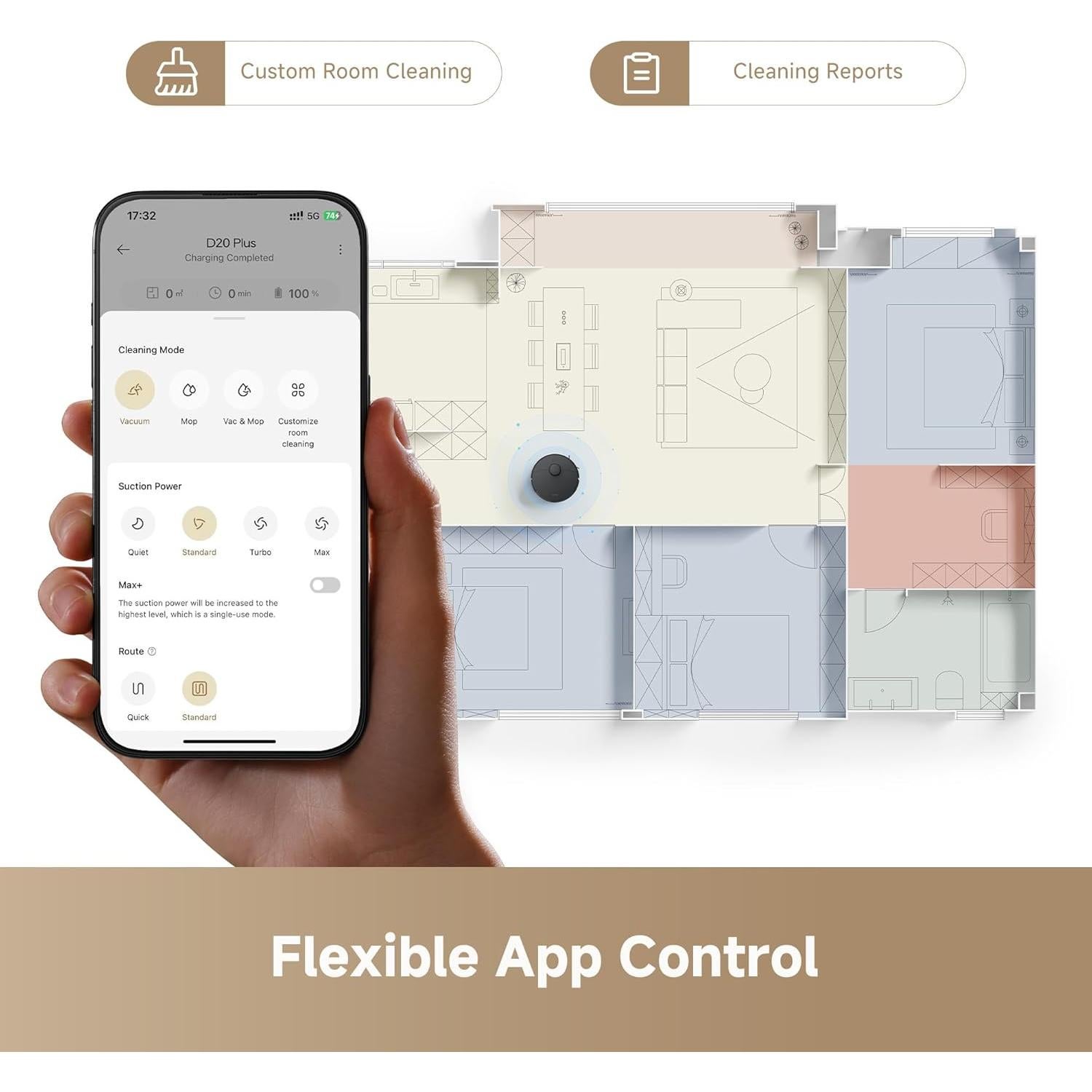 Aspiradora Robot DREAME D20 Plus 2 en 1, 13000Pa, Negro