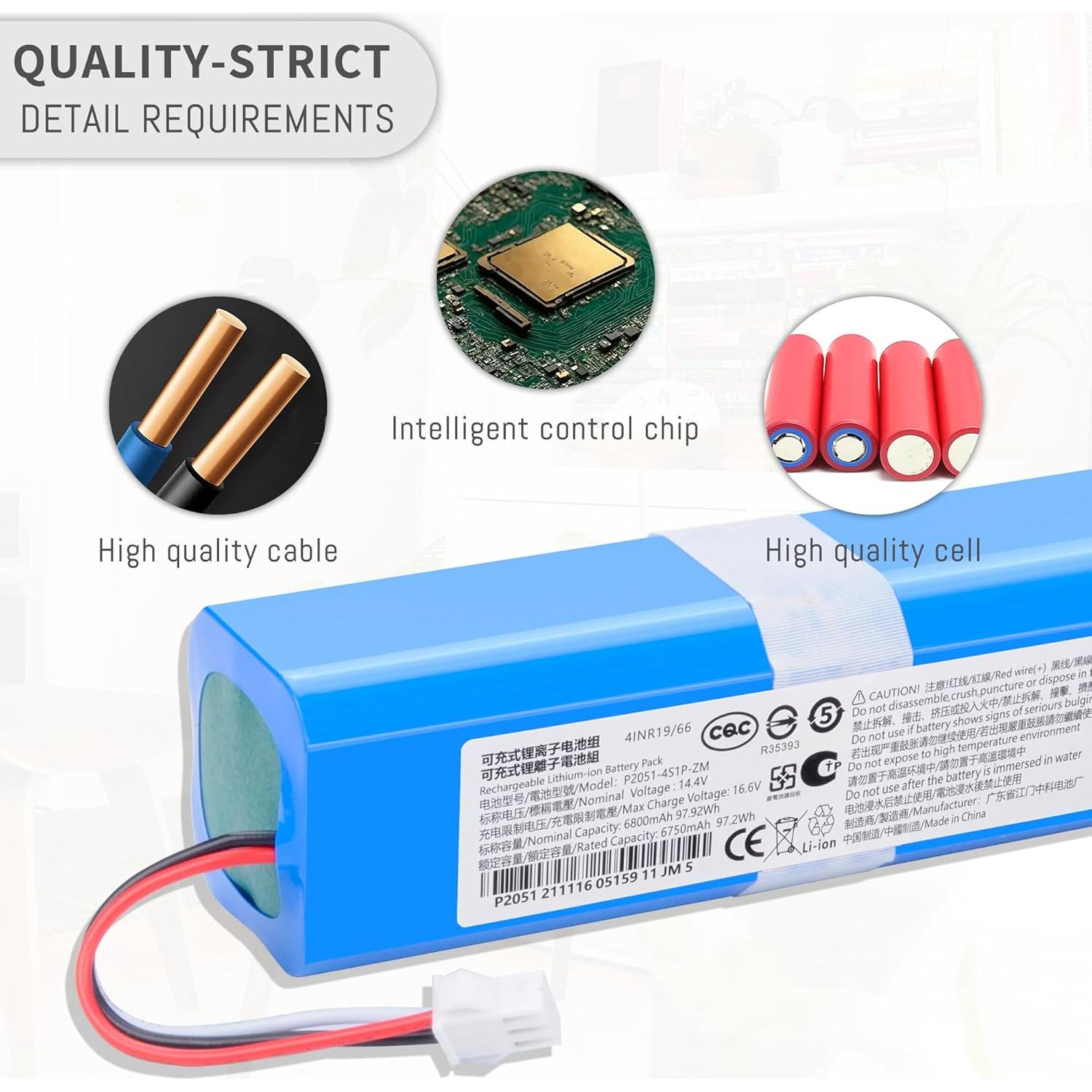 Batería de Reemplazo DGFTB 6800mAh 14.4V para AIRROBO T10+