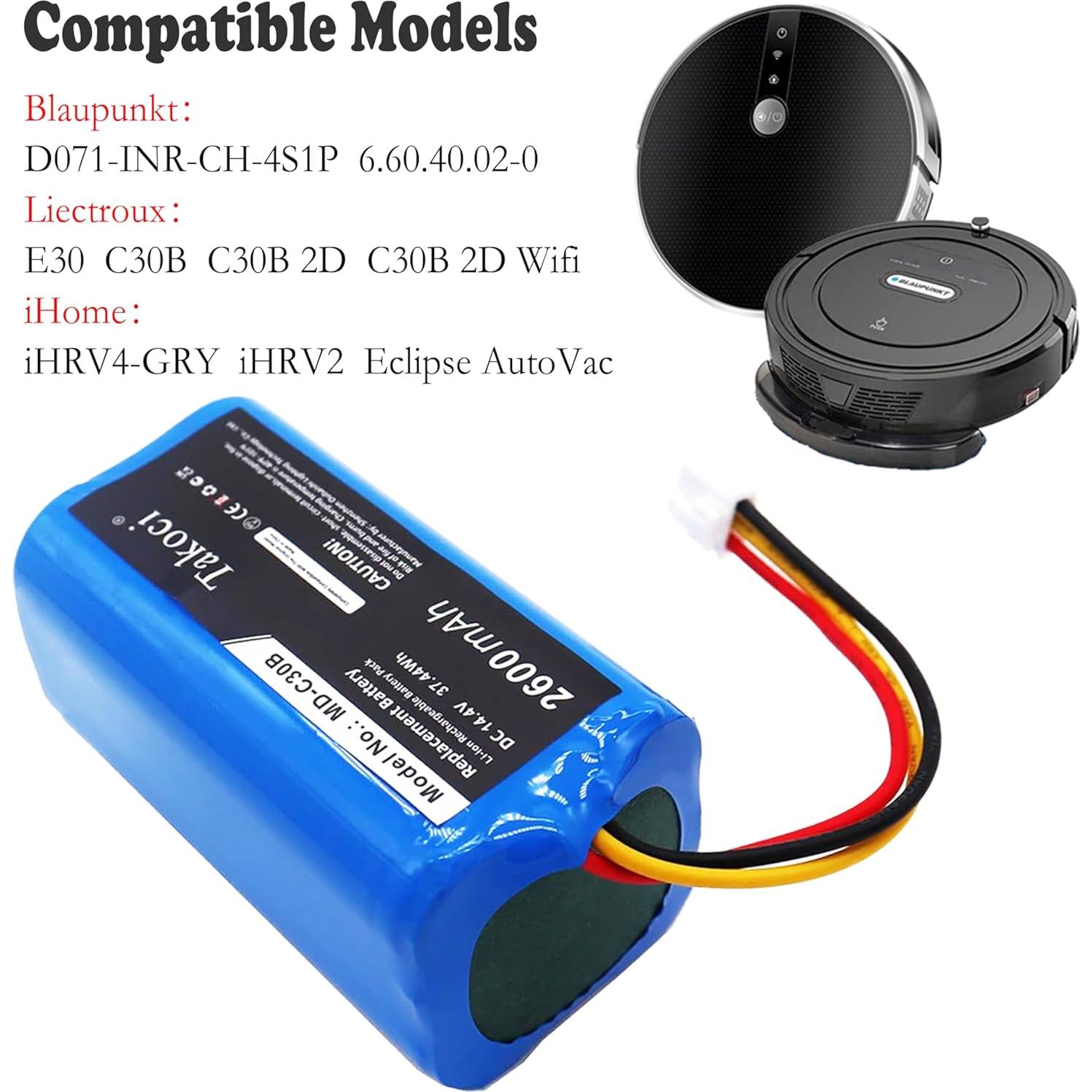 Batería Li-ion 14.4V 2600mAh para aspiradora robot Liectroux MD-C30B