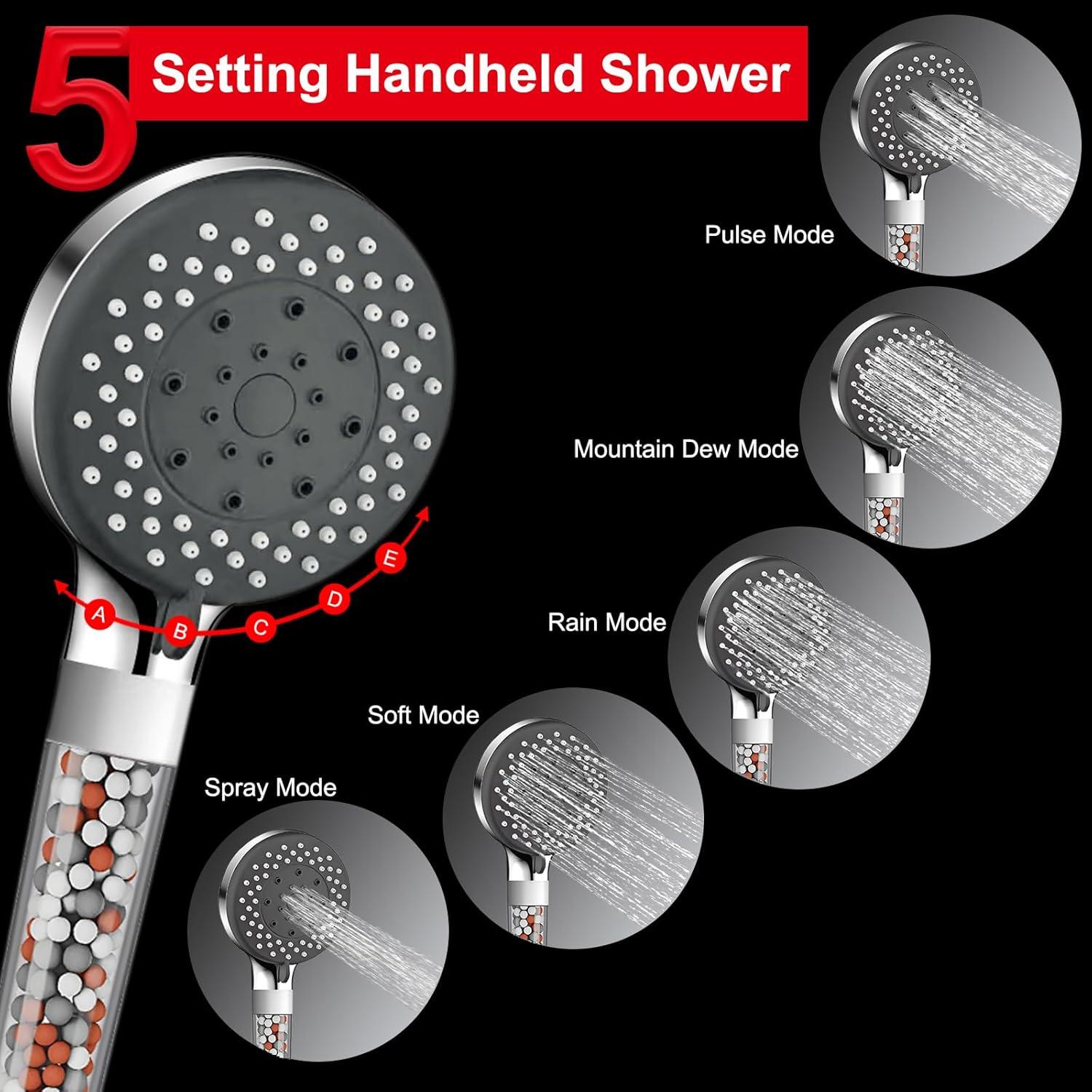 Combo de Ducha Filtrada BSTKEECL 12" Lluvia + Mano 5 Configuraciones