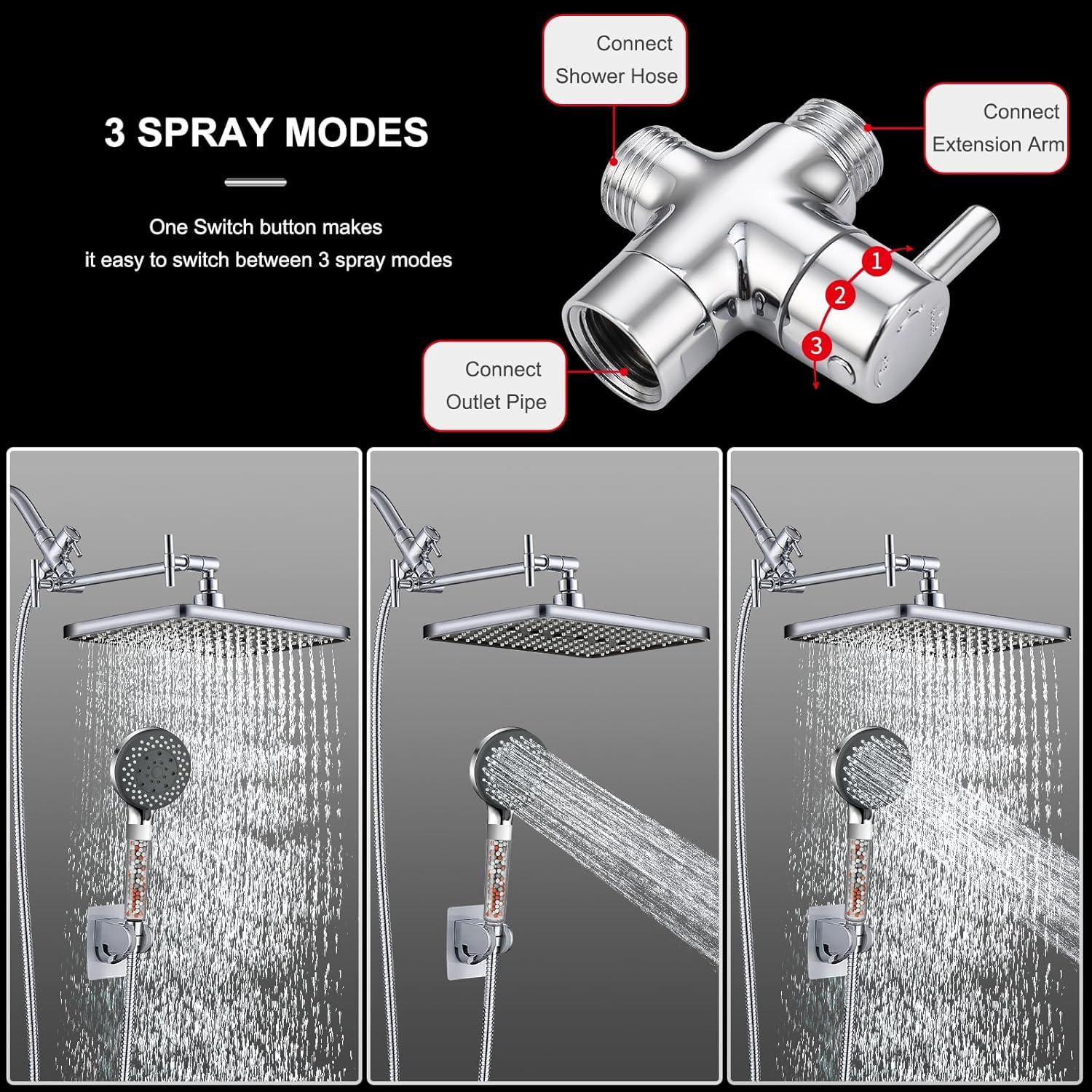 Combo de Ducha Filtrada BSTKEECL 12" Lluvia + Mano 5 Configuraciones