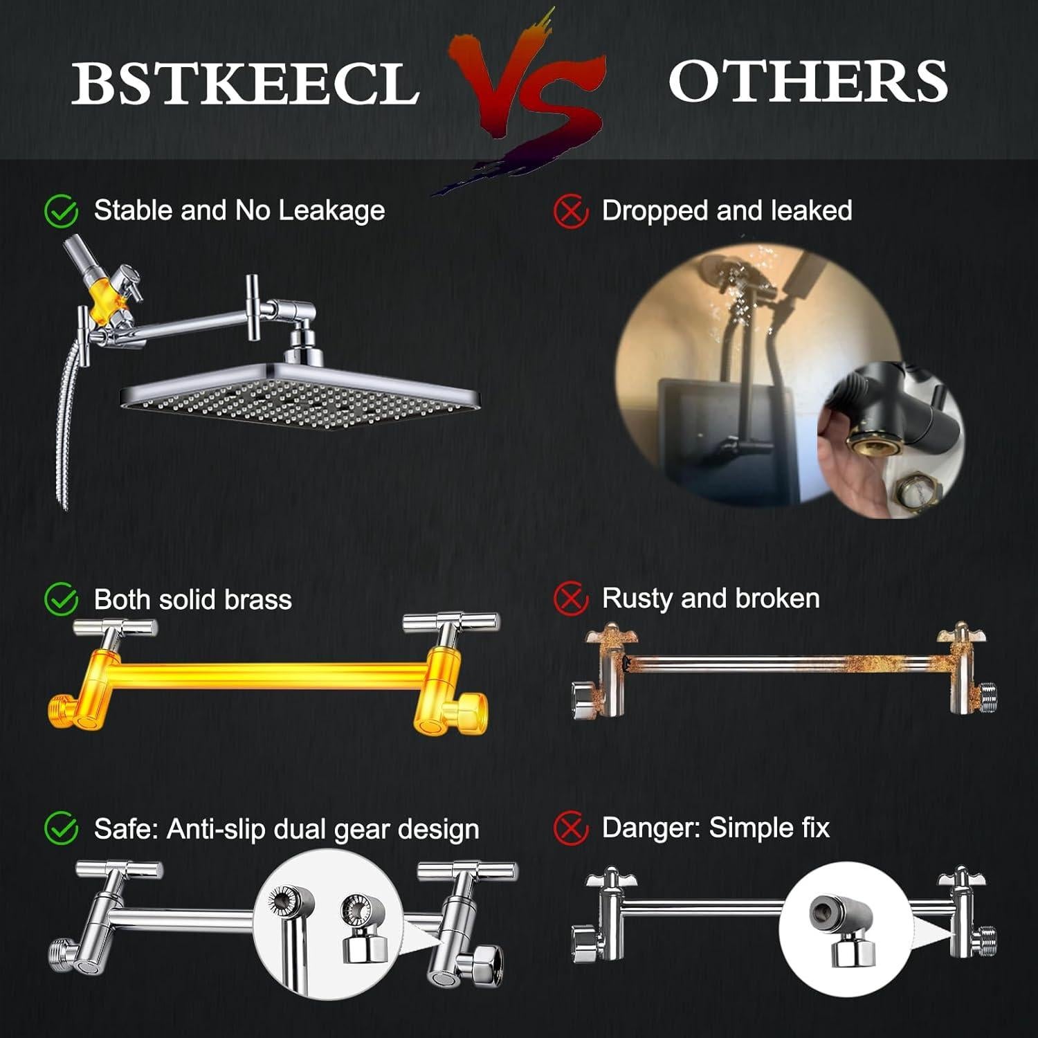 Combo de Ducha Filtrada BSTKEECL 12" Lluvia + Mano 5 Configuraciones