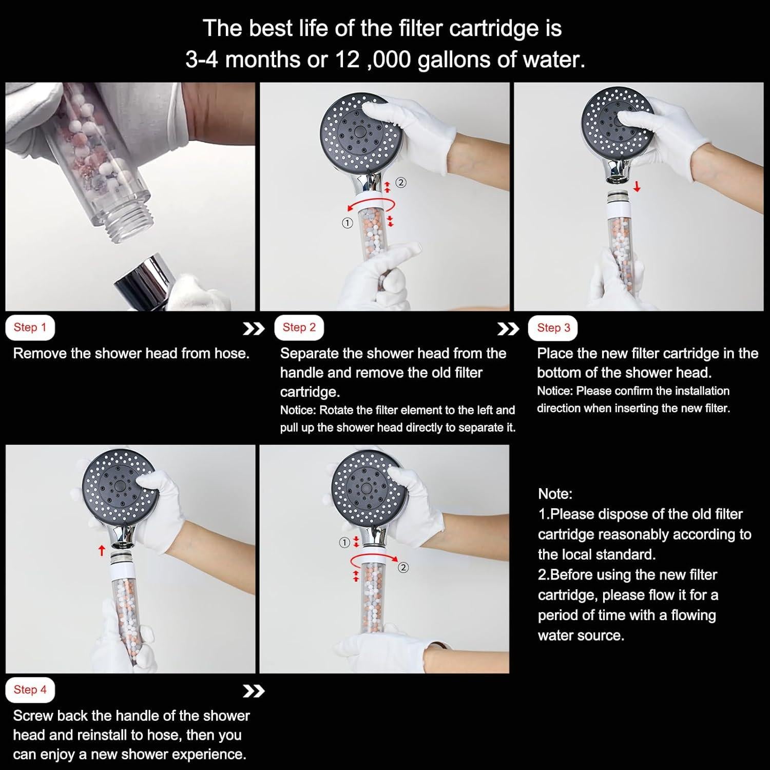 Combo de Ducha Filtrada BSTKEECL 12" Lluvia + Mano 5 Configuraciones