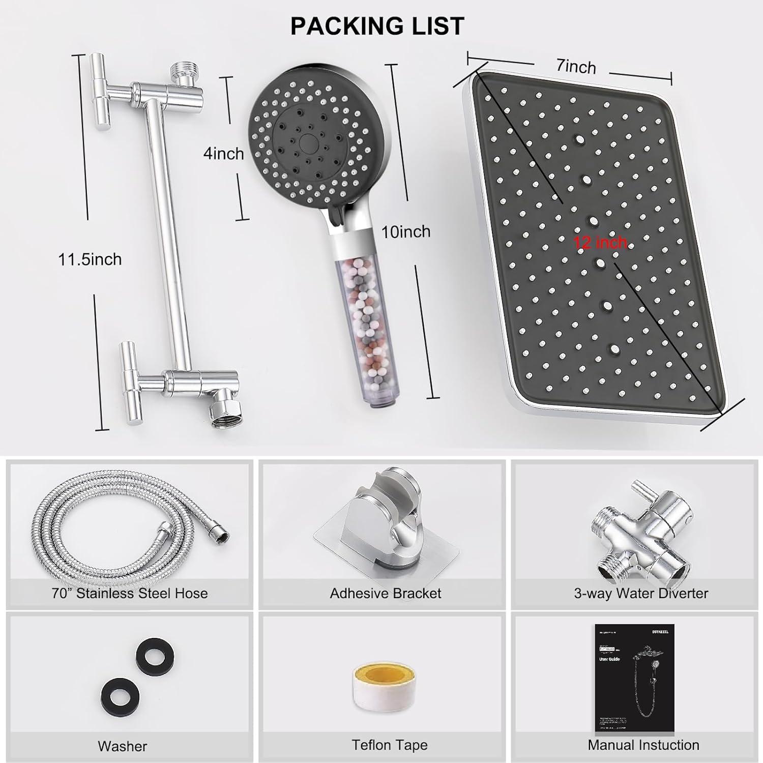 Combo de Ducha Filtrada BSTKEECL 12" Lluvia + Mano 5 Configuraciones