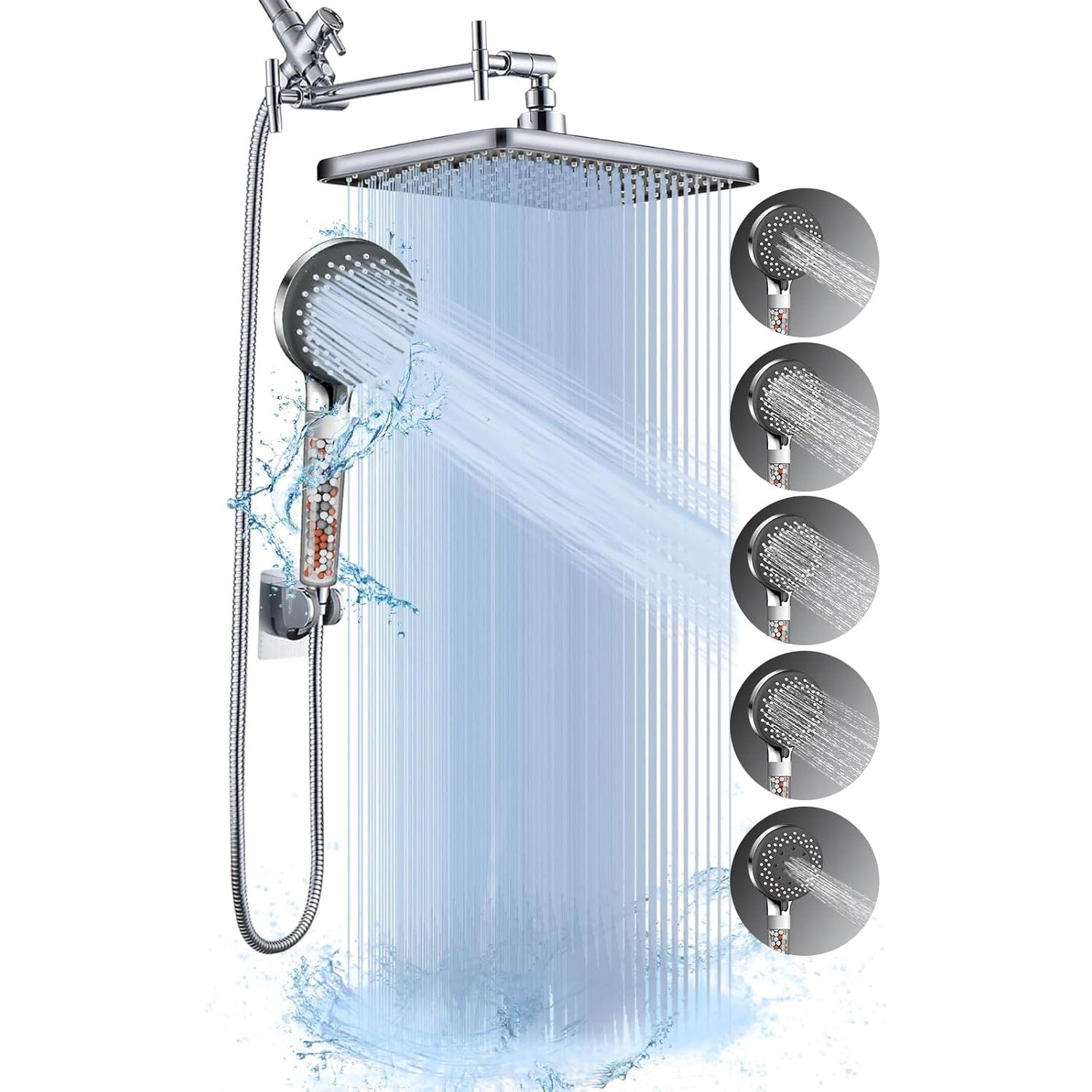 Combo de Ducha Filtrada BSTKEECL 12" Lluvia + Mano 5 Configuraciones