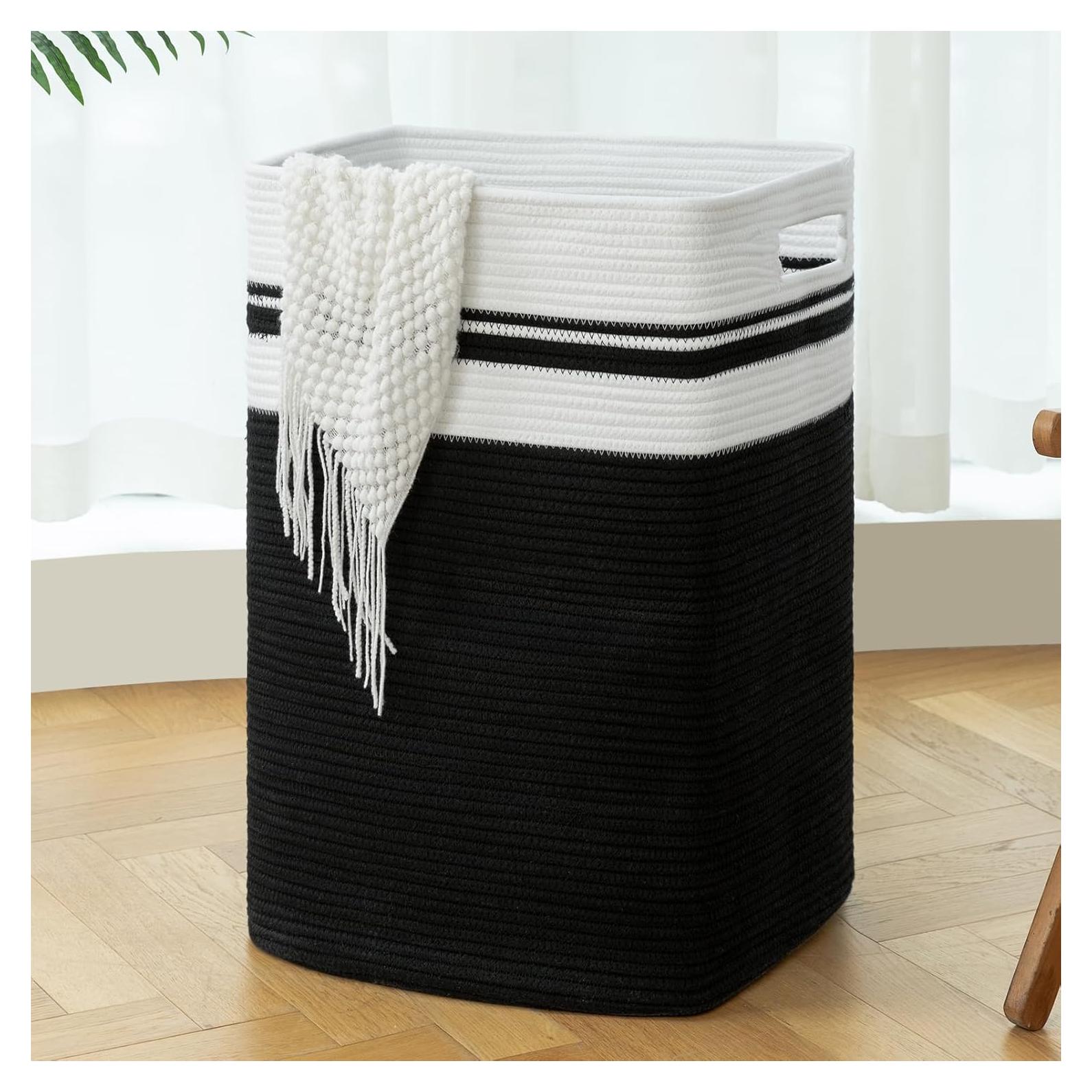 Cesto de Ropa Plegable OIAHOMY 91L Algodón Negro