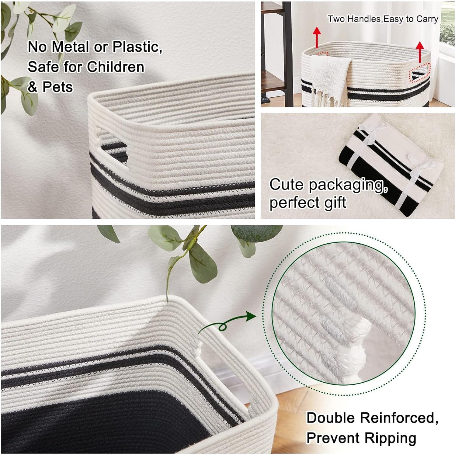 Cesto de Ropa Plegable OIAHOMY 91L Algodón Negro