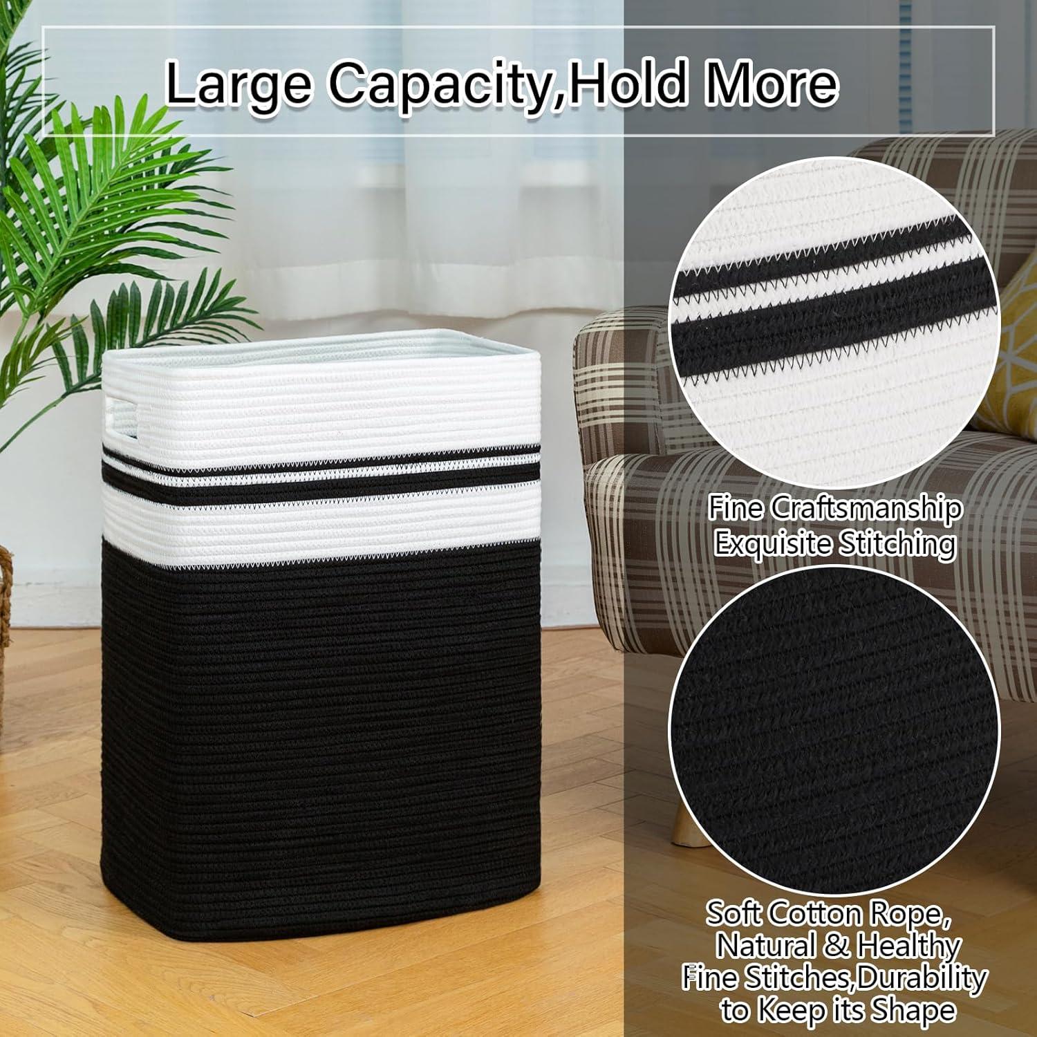 Cesto de Ropa Plegable OIAHOMY 91L Algodón Negro