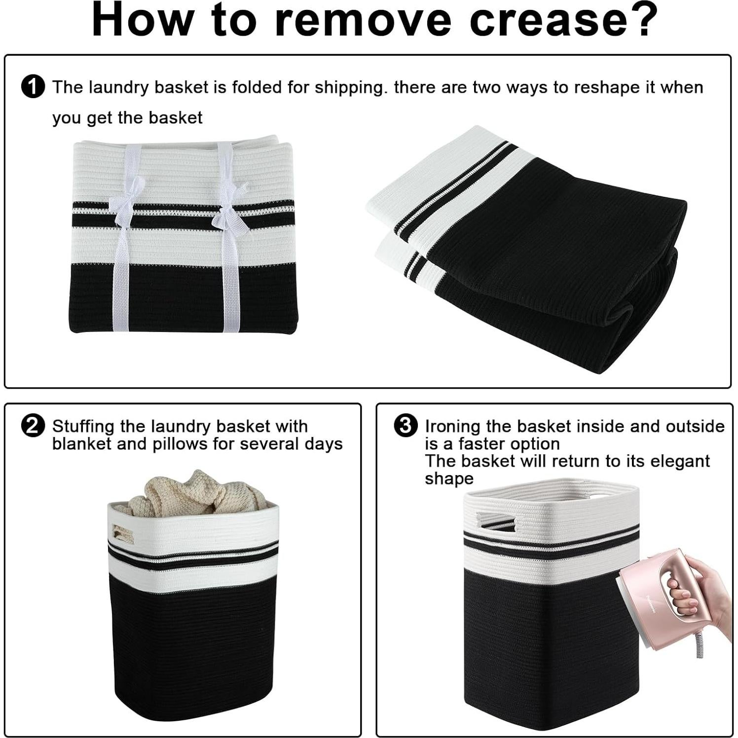 Cesto de Ropa Plegable OIAHOMY 91L Algodón Negro