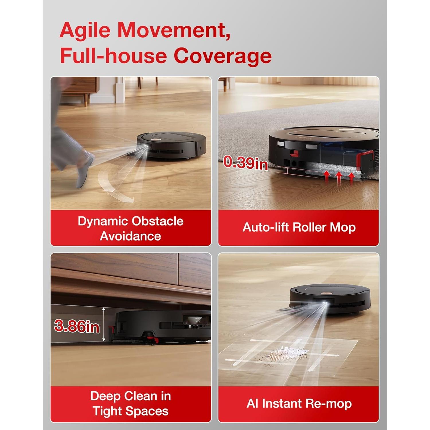 Robot Aspirador Yeedi M14 Plus Negro con Fregado y Accesorios