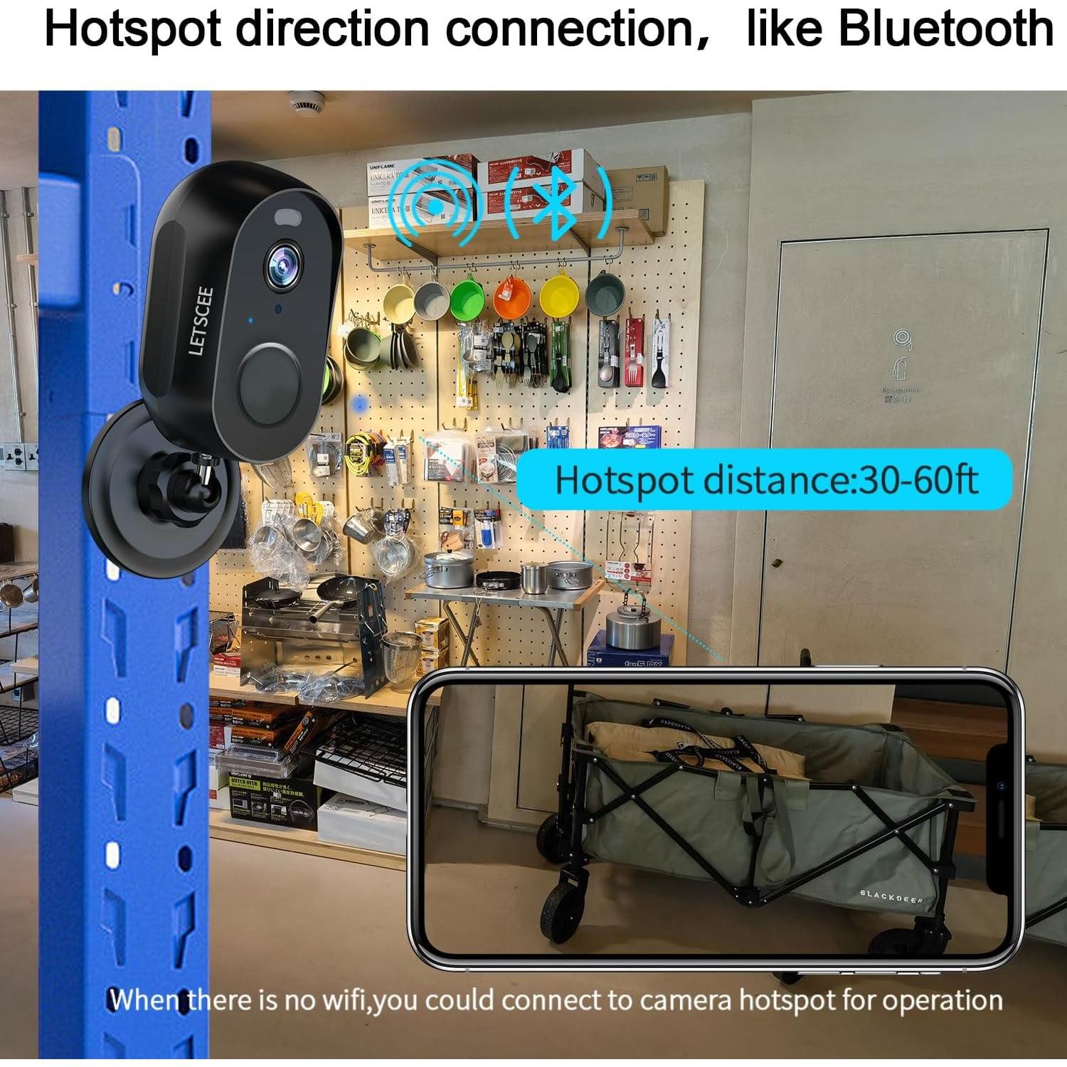 Cámara de Seguridad Inalámbrica LETSCEE 2K con Audio y Visión Nocturna