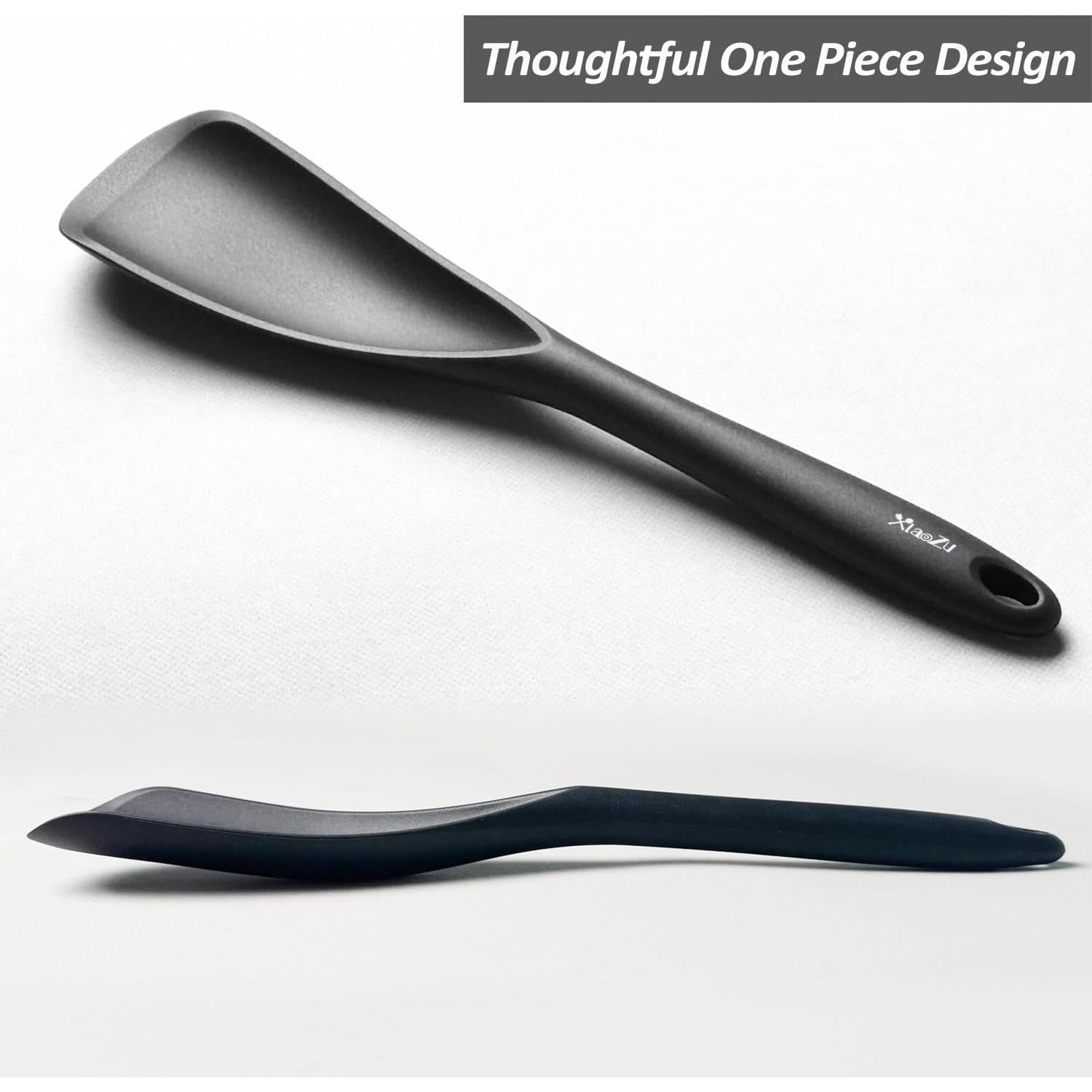 Cuchara Espátula de Silicona XiaoZu 32 cm 2 Pzs Negra