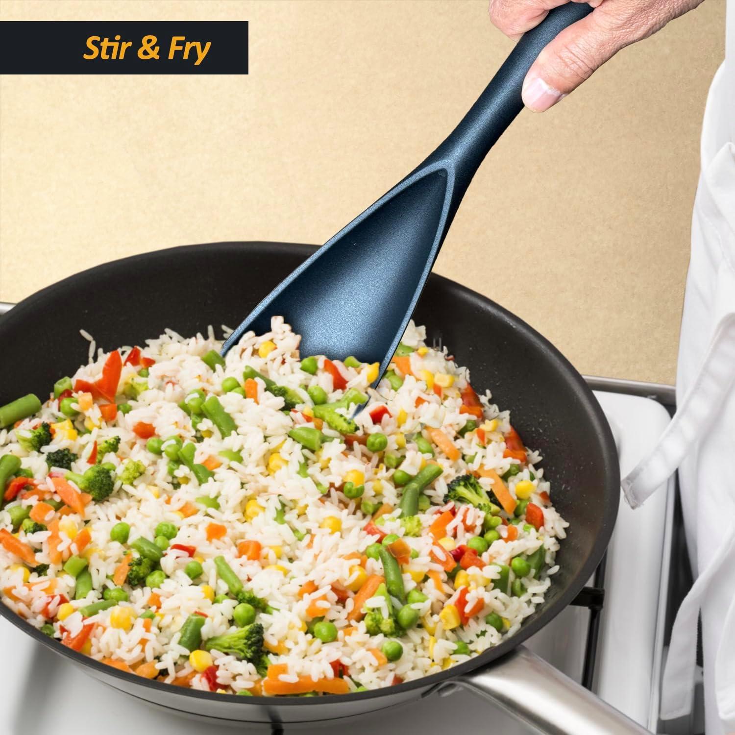 Cuchara Espátula de Silicona XiaoZu 32 cm 2 Pzs Negra