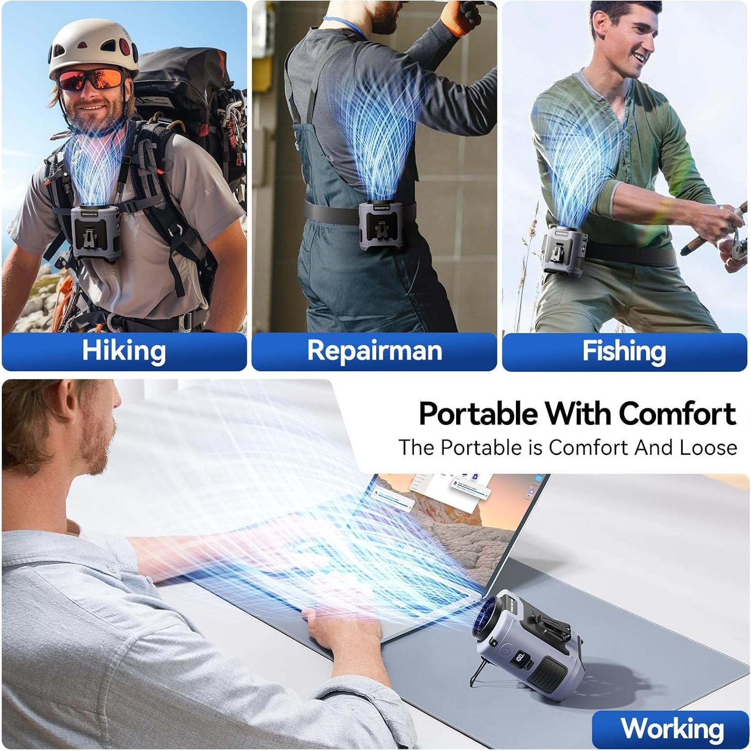 Ventilador de Cintura Aristide Recargable USB 10000mAh