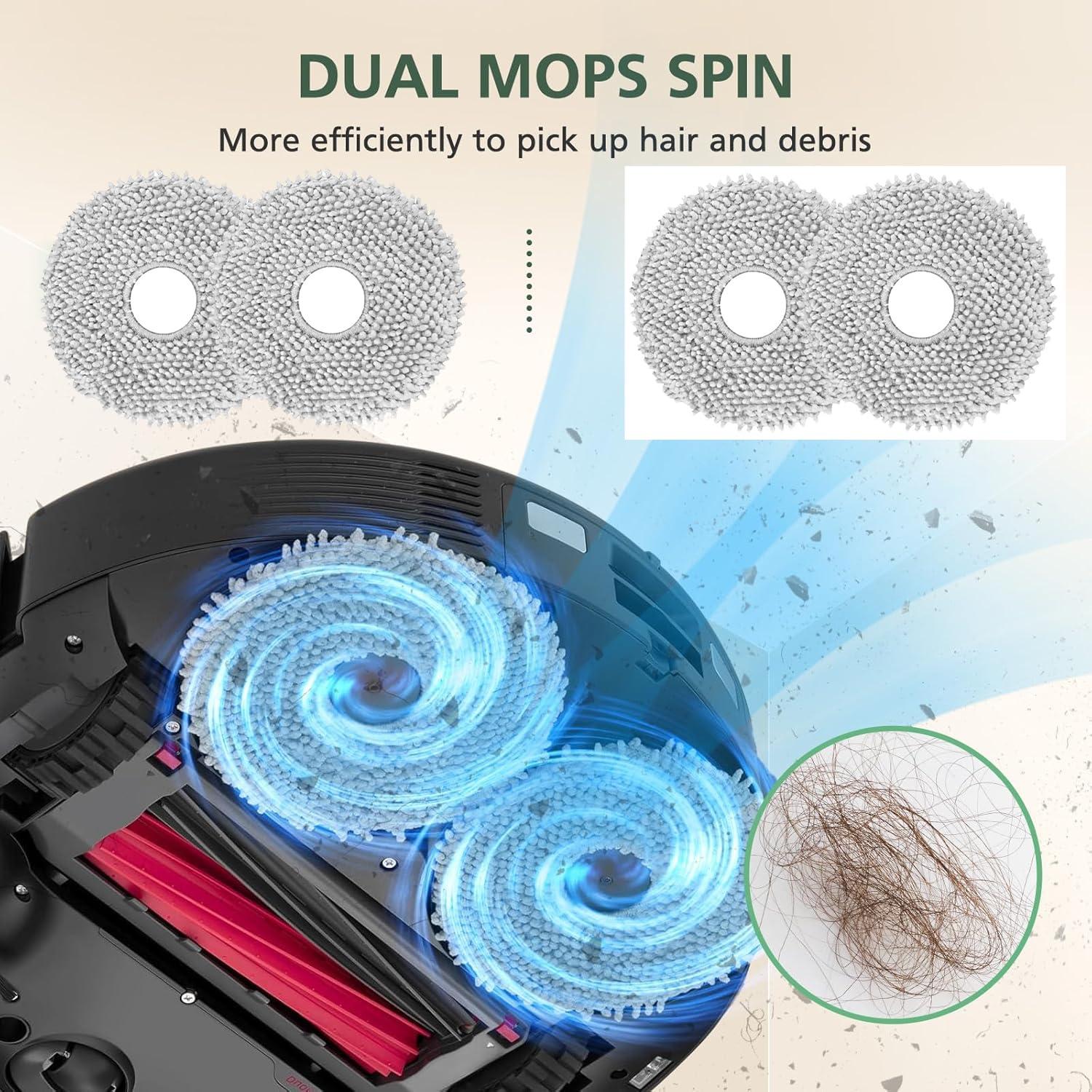 Paquete de 4 almohadillas de microfibra para Roborock Q Revo