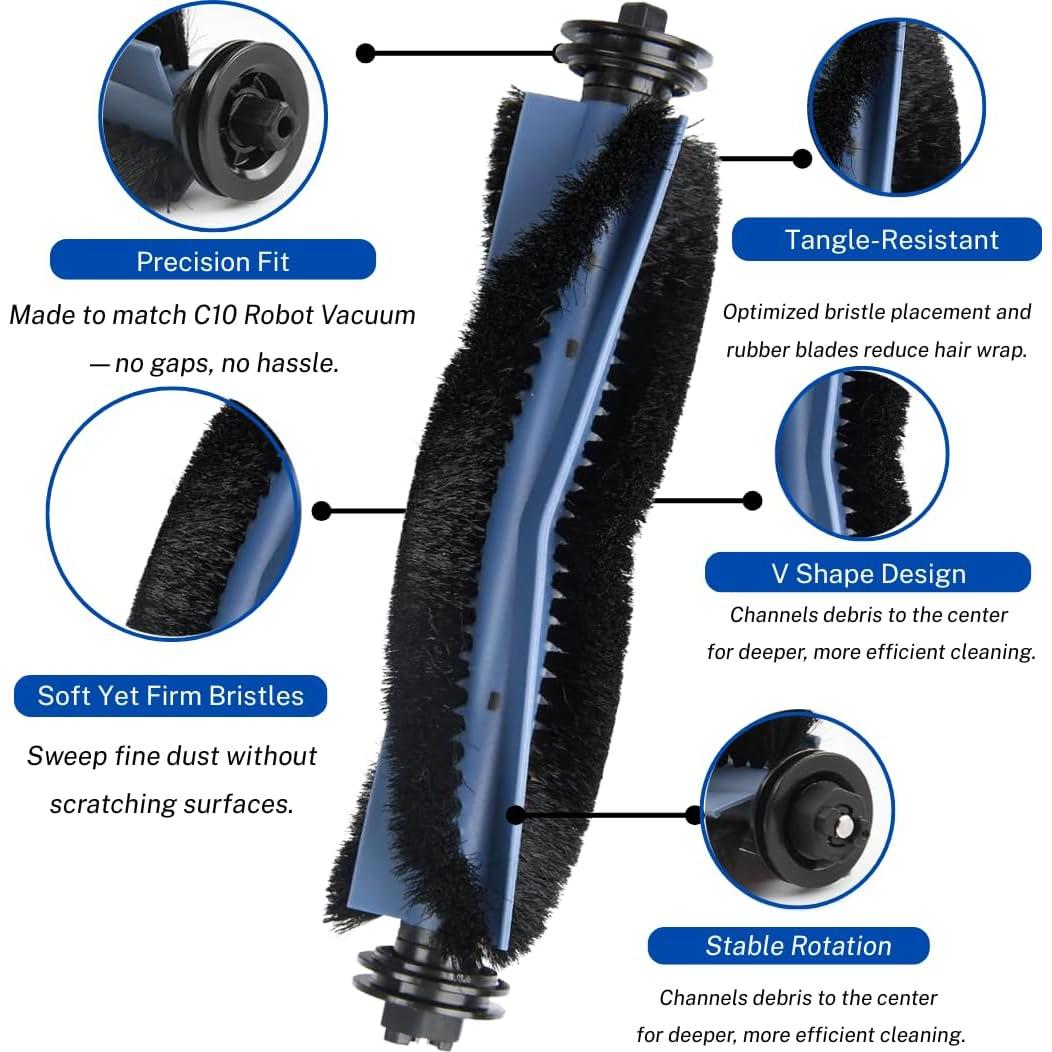 Kit de Repuestos para eufy Robot Vacuum C10 - 10 Filtros y Cepillos