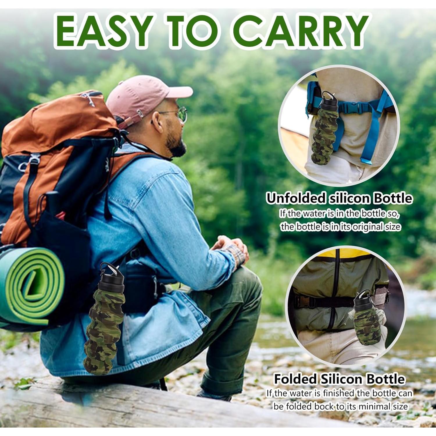 Botella de Agua Plegable KUNHANG 580ml Verde Deportiva